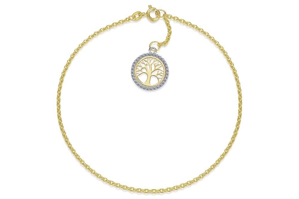 Silberkettenstore Fußkette Fußkette Erbse 1,8mm mit Lebensbaumanhänger -echt 585 Gold, Длина 25cm