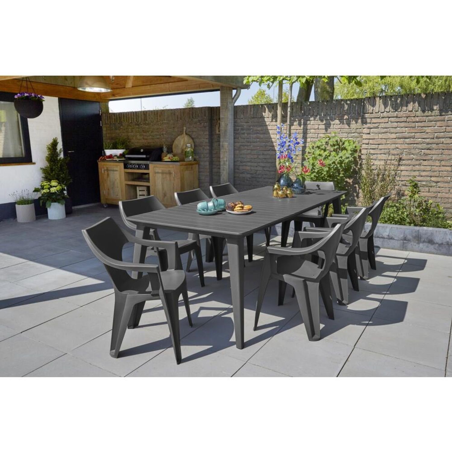 Hochlehner Schwarz Dante Garten BURI 57x57x59cm Gartenstuhl Metall Outdoor Stuhl Sessel