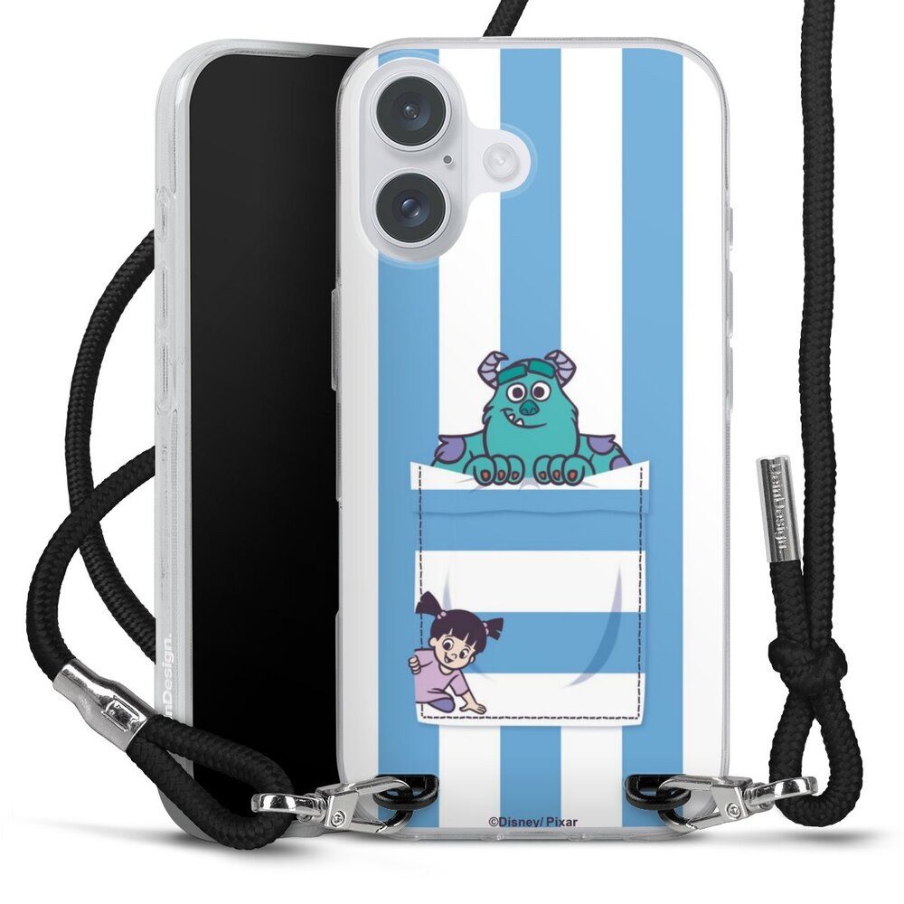 DeinDesign Handyhülle Disney Pixar Die Monster AG Fanartikel Monster AG Striped Pattern, Apple iPhone 16 Plus Handykette Hülle mit Band Case zum Umhängen