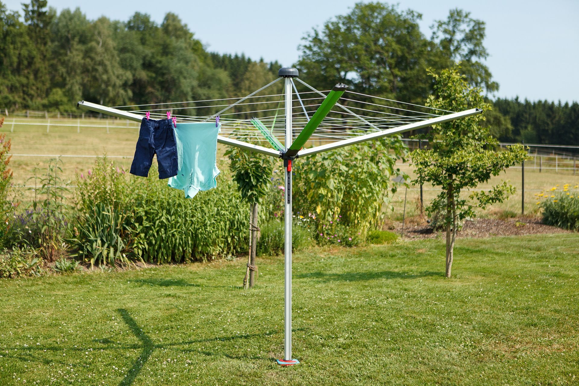PROREGAL® Wäschespinne Wäschespinne Vento 8 Leinenreihen Aluminium Apfelgrün Hx⌀ 205x290cm