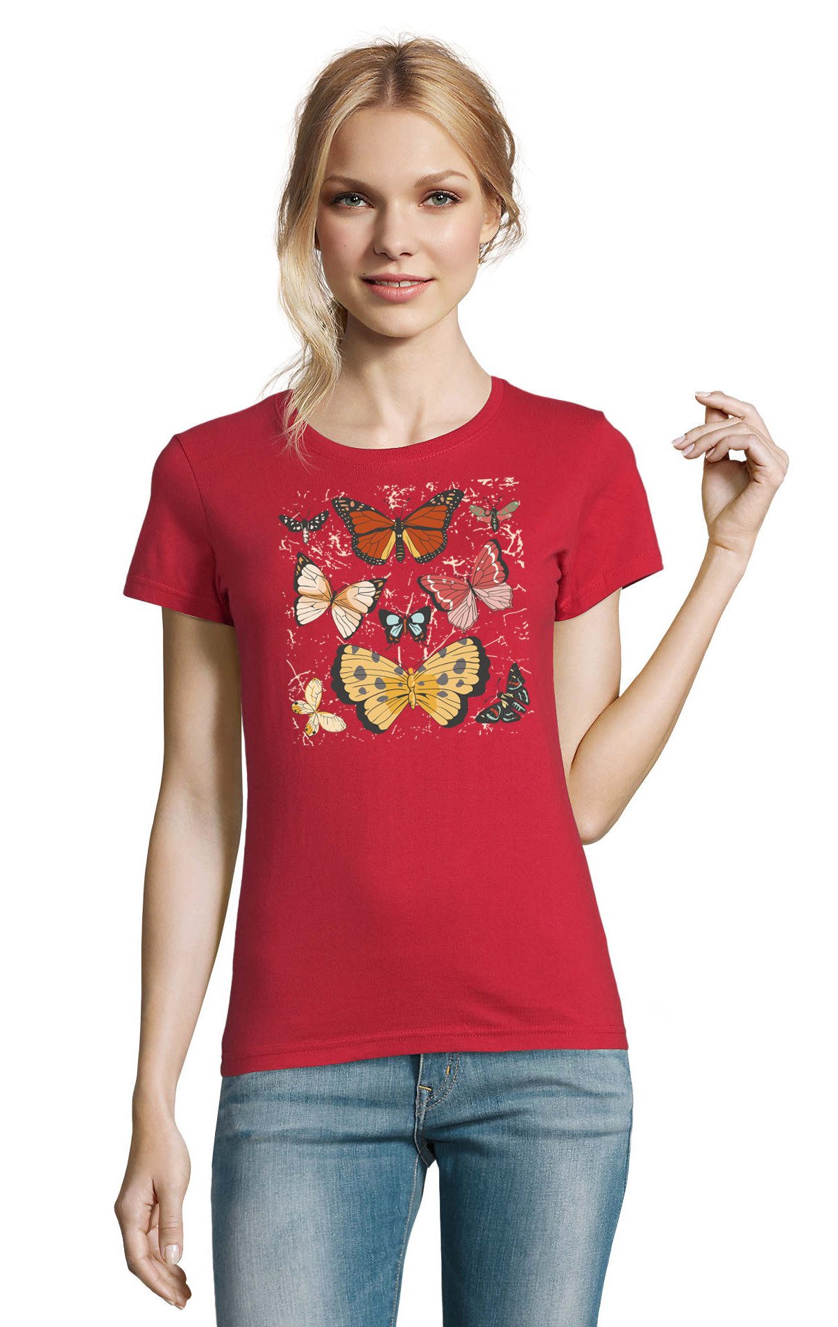 T-Shirt Tagfalter Schmetterling Rhopalocera Motiv Natur Tier Damen Shirt