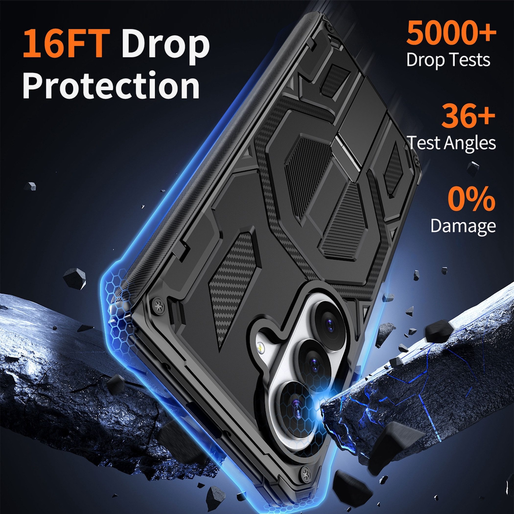 Wigento Handyhülle Klapphülle Kickstand für Samsung Galaxy Z Fold8 5G Outdoor Schwarz 5,4 Zoll und 7,6-7,8 Zoll, Kamera Lisen Schutz, verstärkte Ecken mit Sturz – Bild 4 von 5