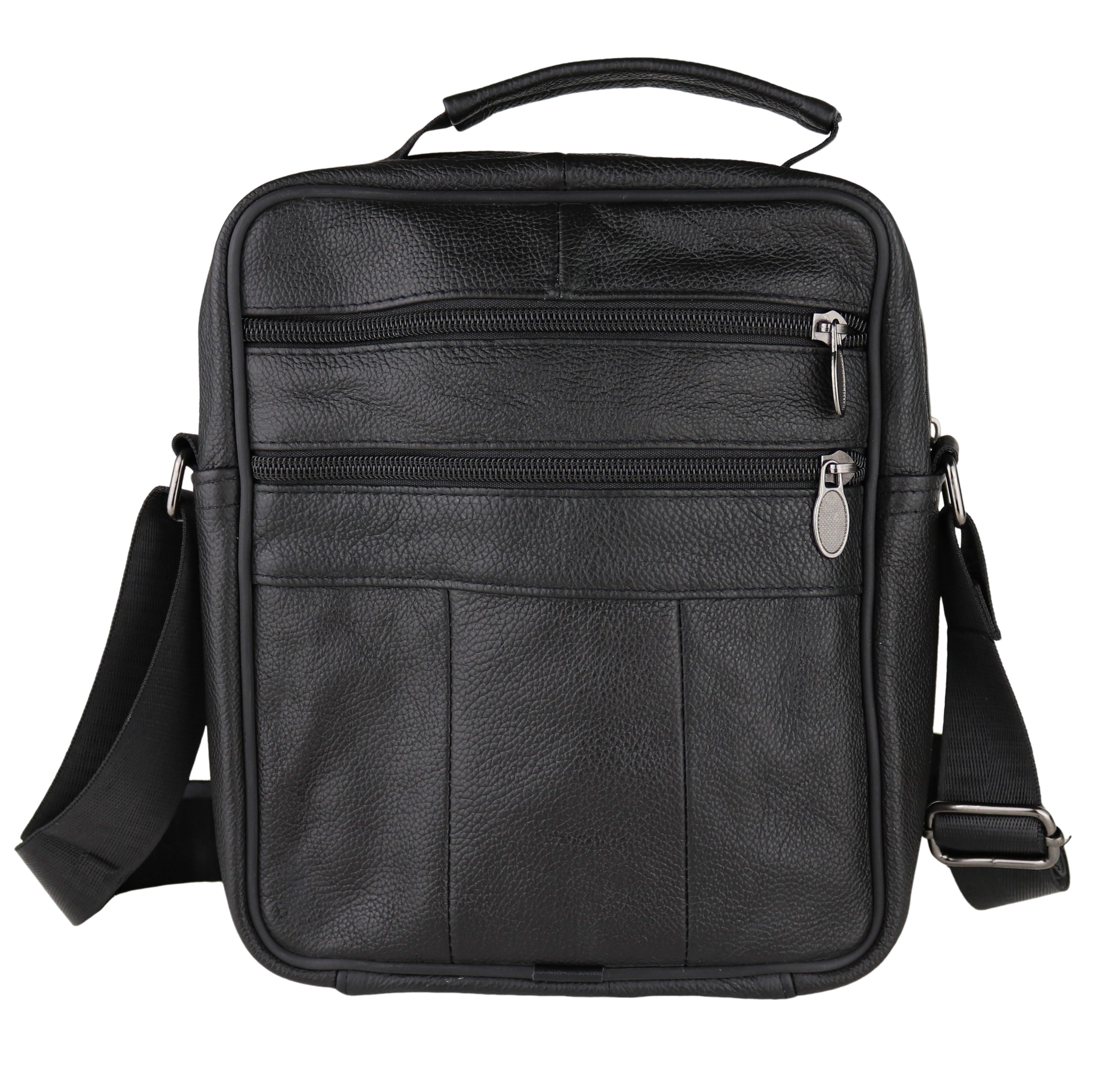 MIRROSI Schultertasche Herren Umhängetasche klein aus Echtleder (Messenger Bag), große Kapazität