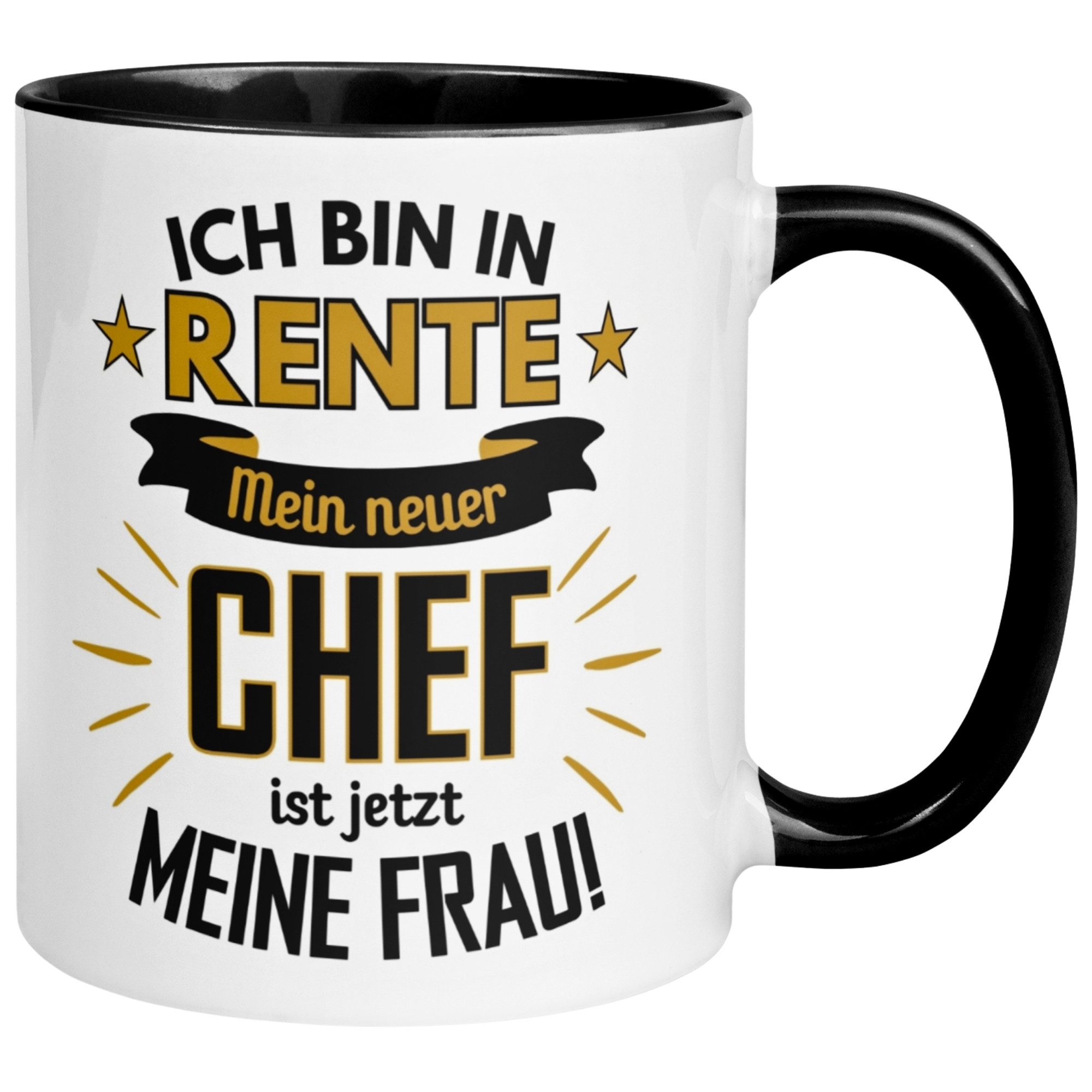 Momentals Tasse Rentner – „Mein neuer Chef ist jetzt meine Frau“ – Geschenk Rente Mann, Gratis Versand · Links-&Rechtshänder · Spülmaschinenfest