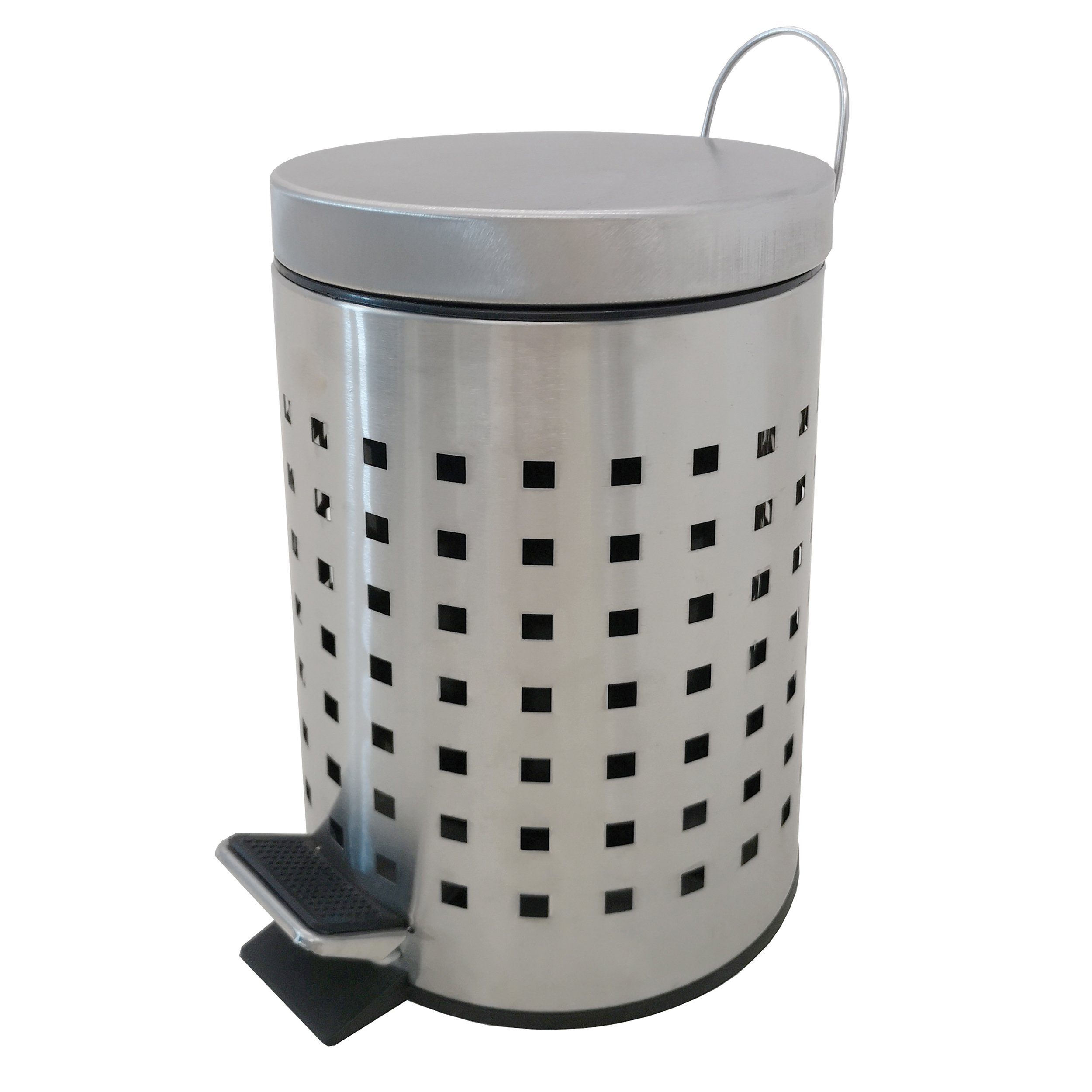 MSV Kosmetikeimer Treteimer uni, rostfreier Edelstahl, mit herausnehmbarem Inneneimer, matt, 3L