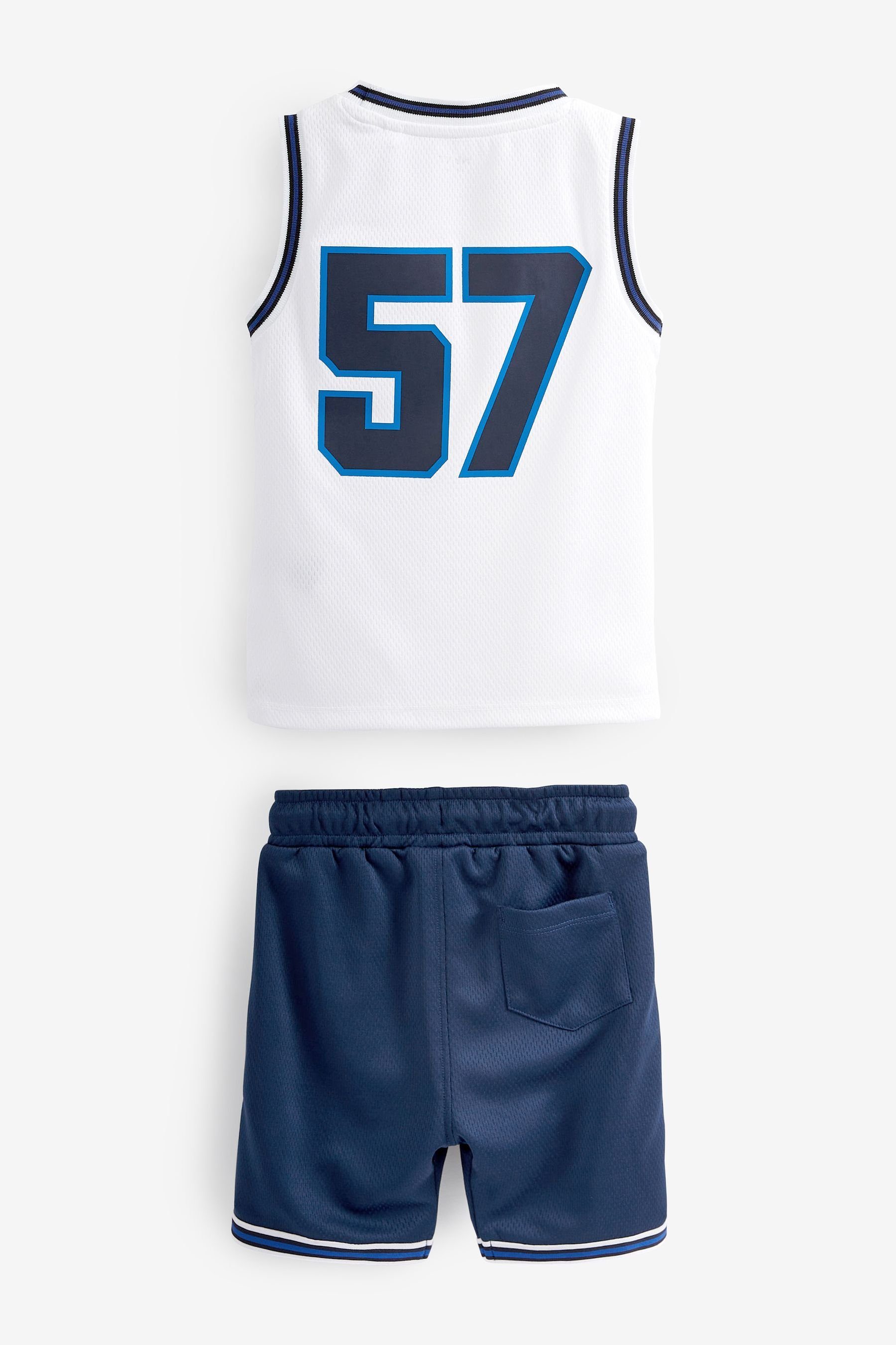 und Basketball & Next White/Blue Trägertop Shorts (2-tlg) im Set Top Shorts