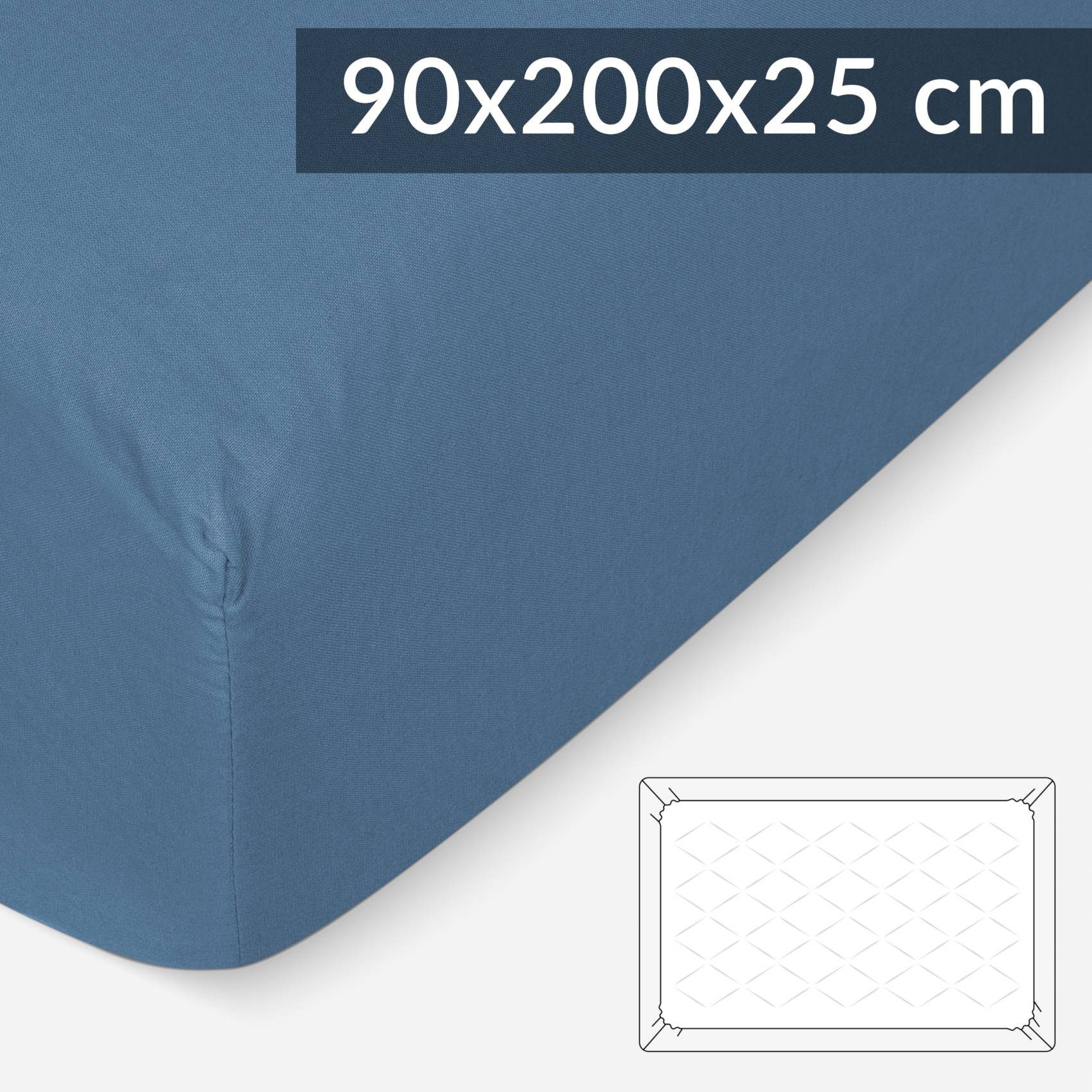 Kisska Bettlaken LUNA Spannbettuch Hochwertig, Naturfaser - Baumwolle, Gummizug: an den Ecken, (1 Stück), Atmungsaktiv, Spannbettlaken aus Baumwolle 90x200cm