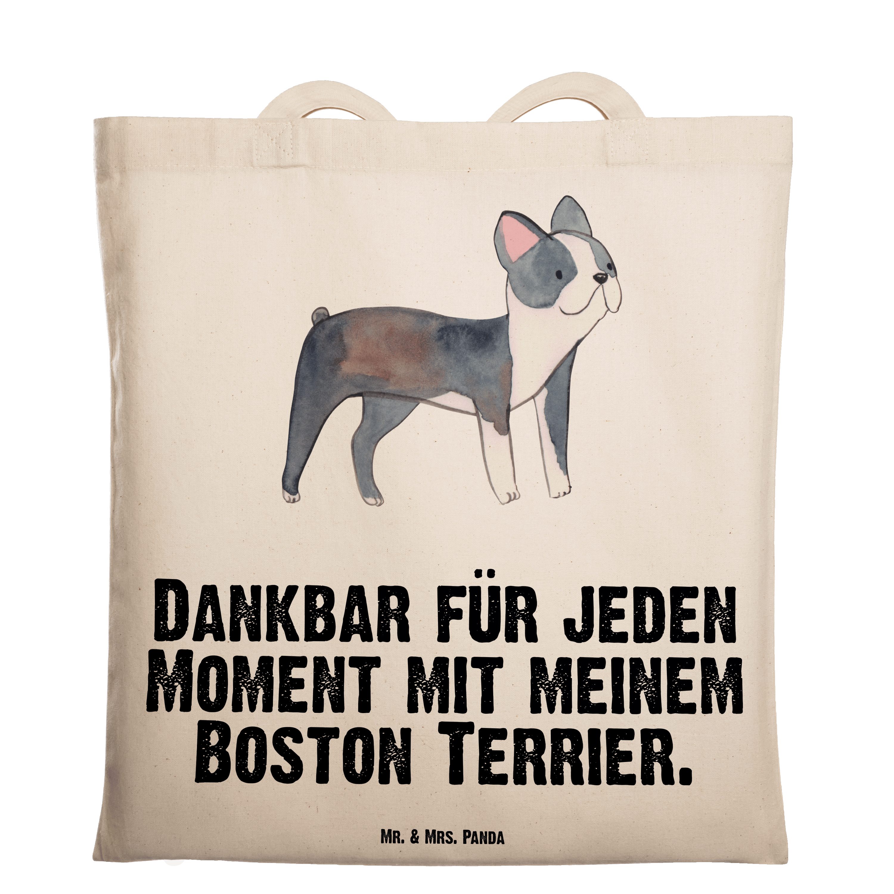 Mr. & Mrs. Panda Tragetasche Boston Terrier Moment - Transparent - Geschenk, Jutebeutel, Hund, Beu (1-tlg)