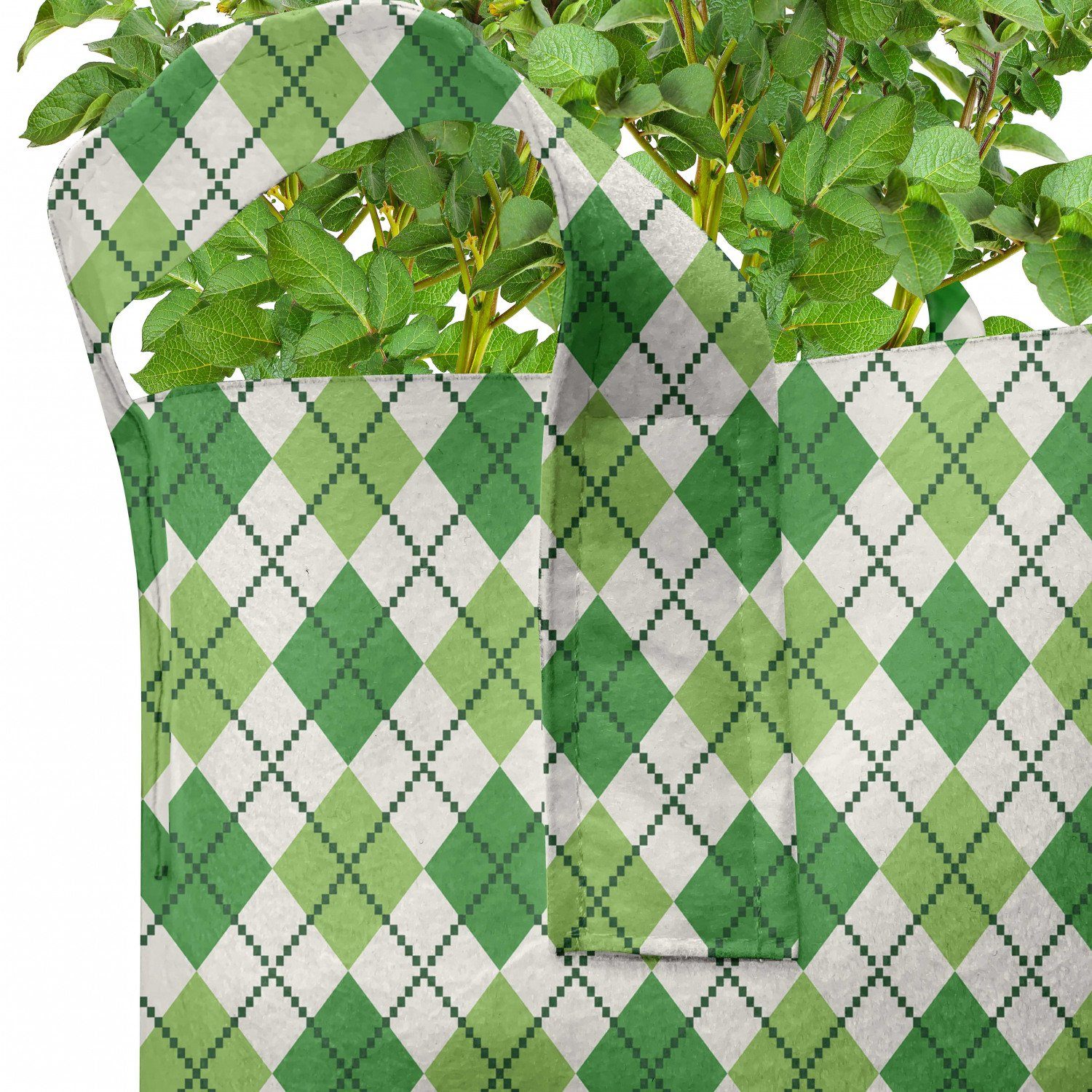 Argyle-Muster hochleistungsfähig irisch Stofftöpfe Abakuhaus Pflanzkübel mit Klassisches Griffen für Pflanzen,