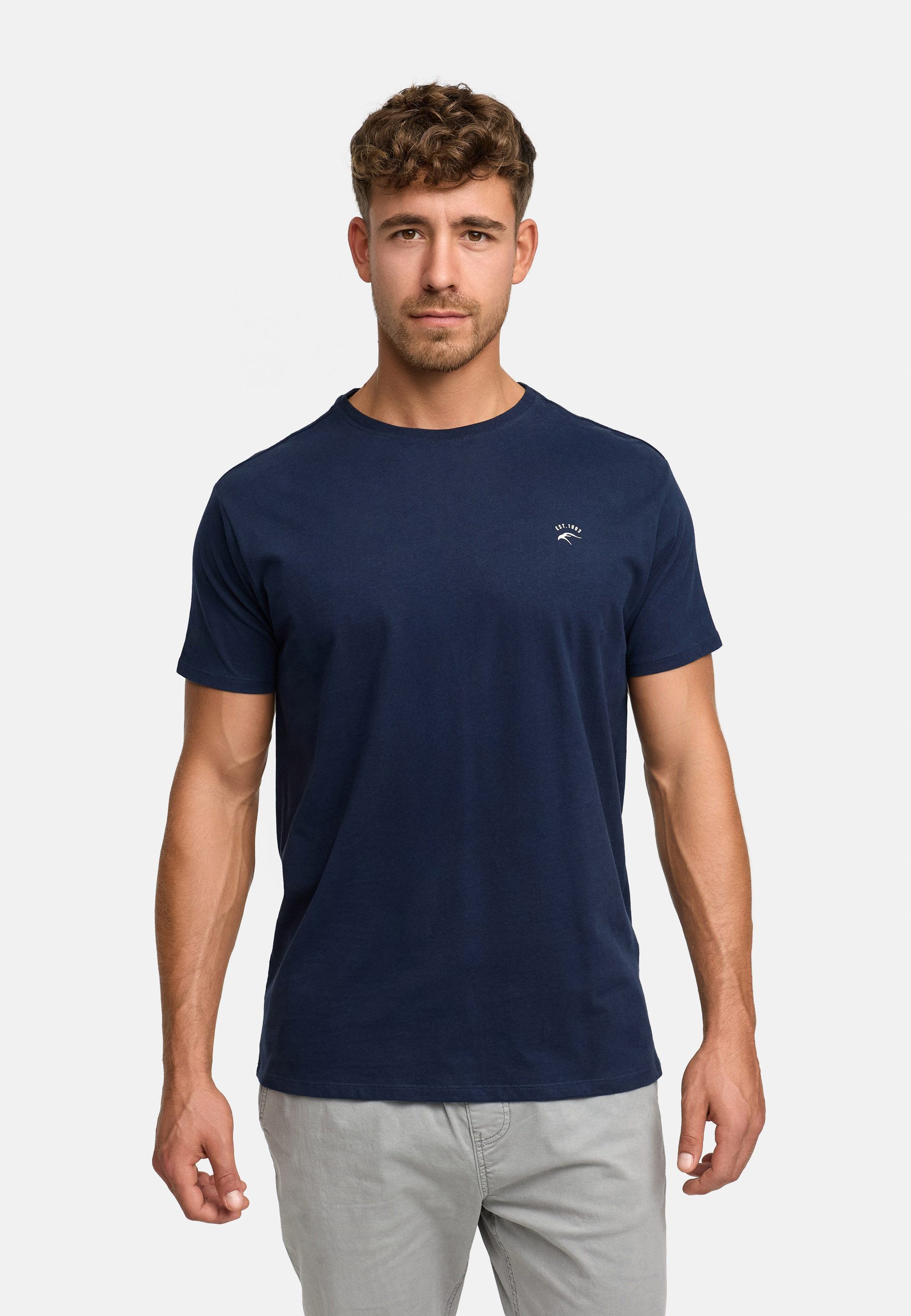 Indicode T-Shirt Herren Kloge Shirt Tee Herrenshirt mit dezentem Label-Deta günstig online kaufen