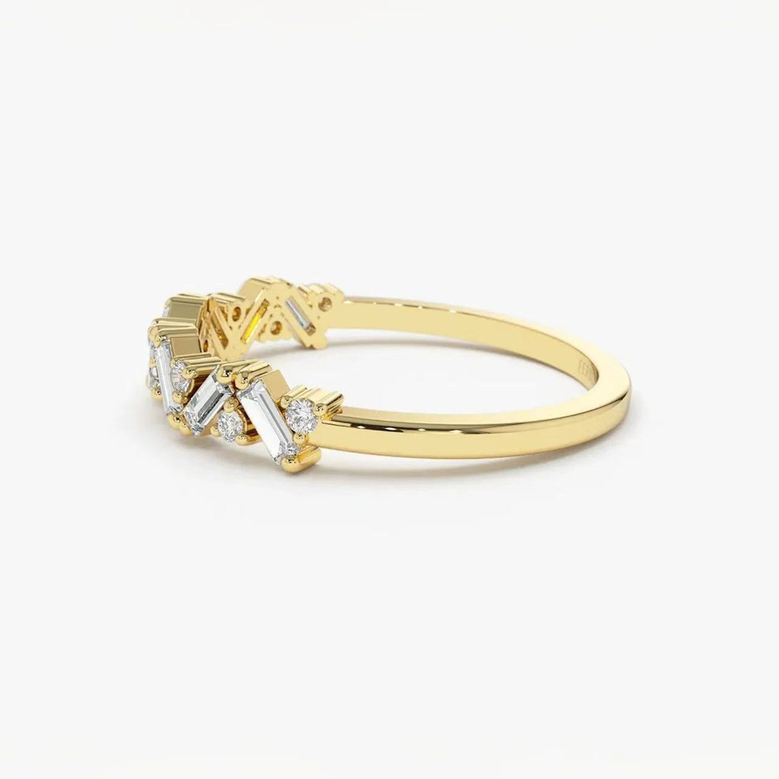 Jumpeak Diamantring Ring aus 14K Gelbgold, D/E, VVS/VS, Diamantring, Damenring, Valentinstag geschenk für sie,Geschenk für frau,Mama tochter geschenk