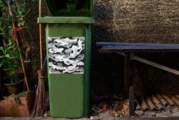 MuchoWow Wandsticker Schwarz-weißes Camouflage-Muster (1 St), Mülleimer-aufkleber, Mülltonne, Sticker, Container, Abfalbehälter