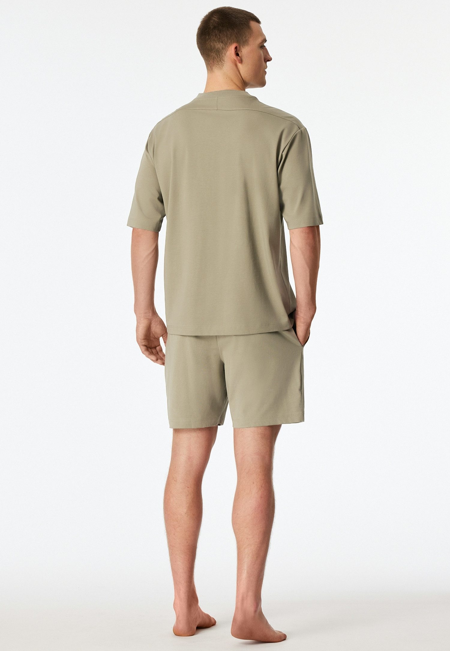 Schiesser Shorty Modern Nightwear (2 tlg) mit Rundhalsausschnitt und kurzem Arm, leichter Oversize-Fit