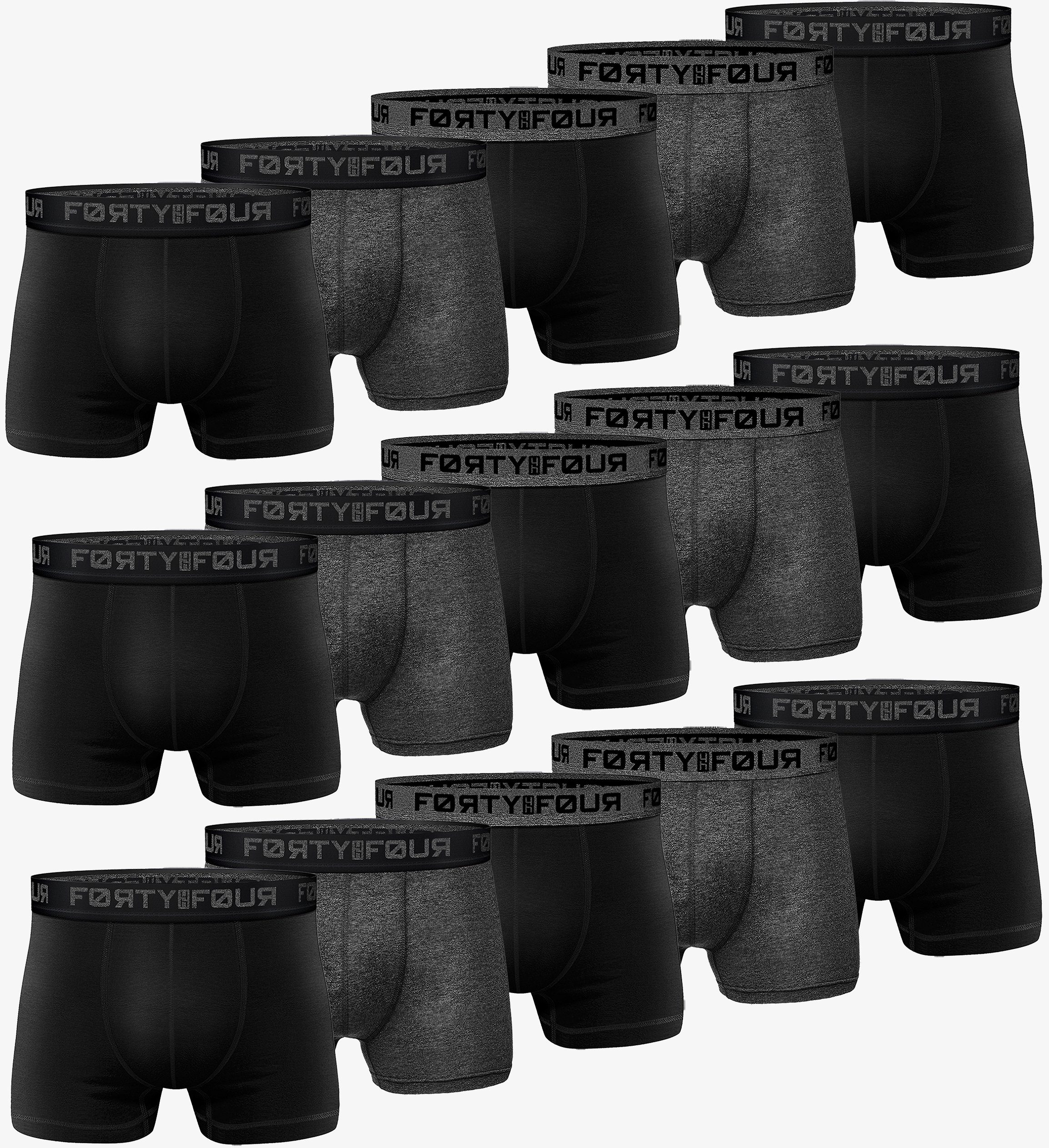 Pack, Premium 15er Herren Qualität (15er Pack) Baumwolle Boxershorts 816e-schwarz/anthrazit Männer perfekte FortyFour Passform Unterhosen