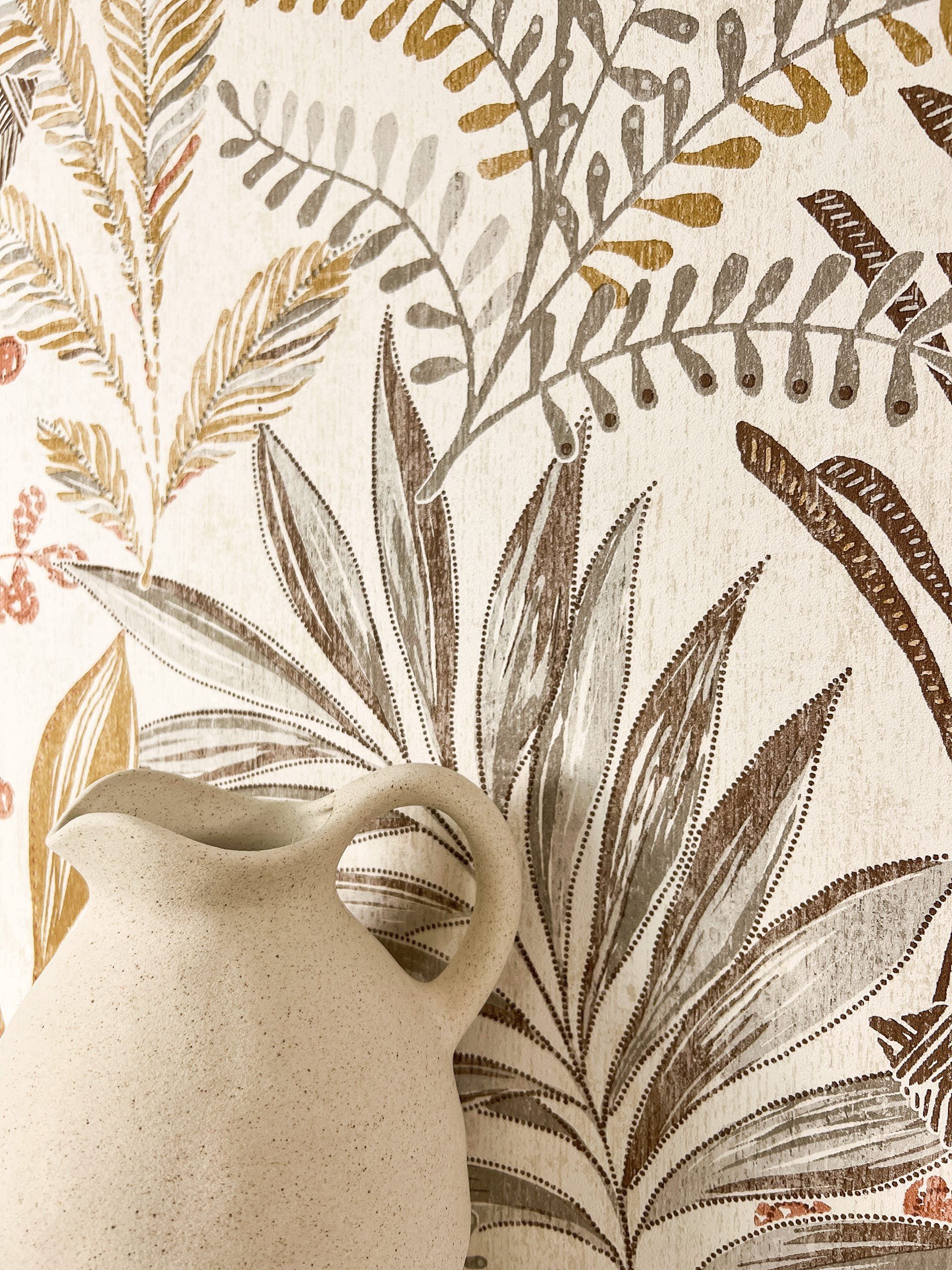 Newroom Vliestapete, Beige Tapete Modern Dschungel günstig online kaufen