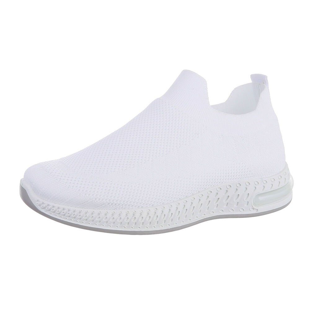 Low Low-Top Damen Freizeit Sneakers in Ital-Design Weiß Flach Sneaker