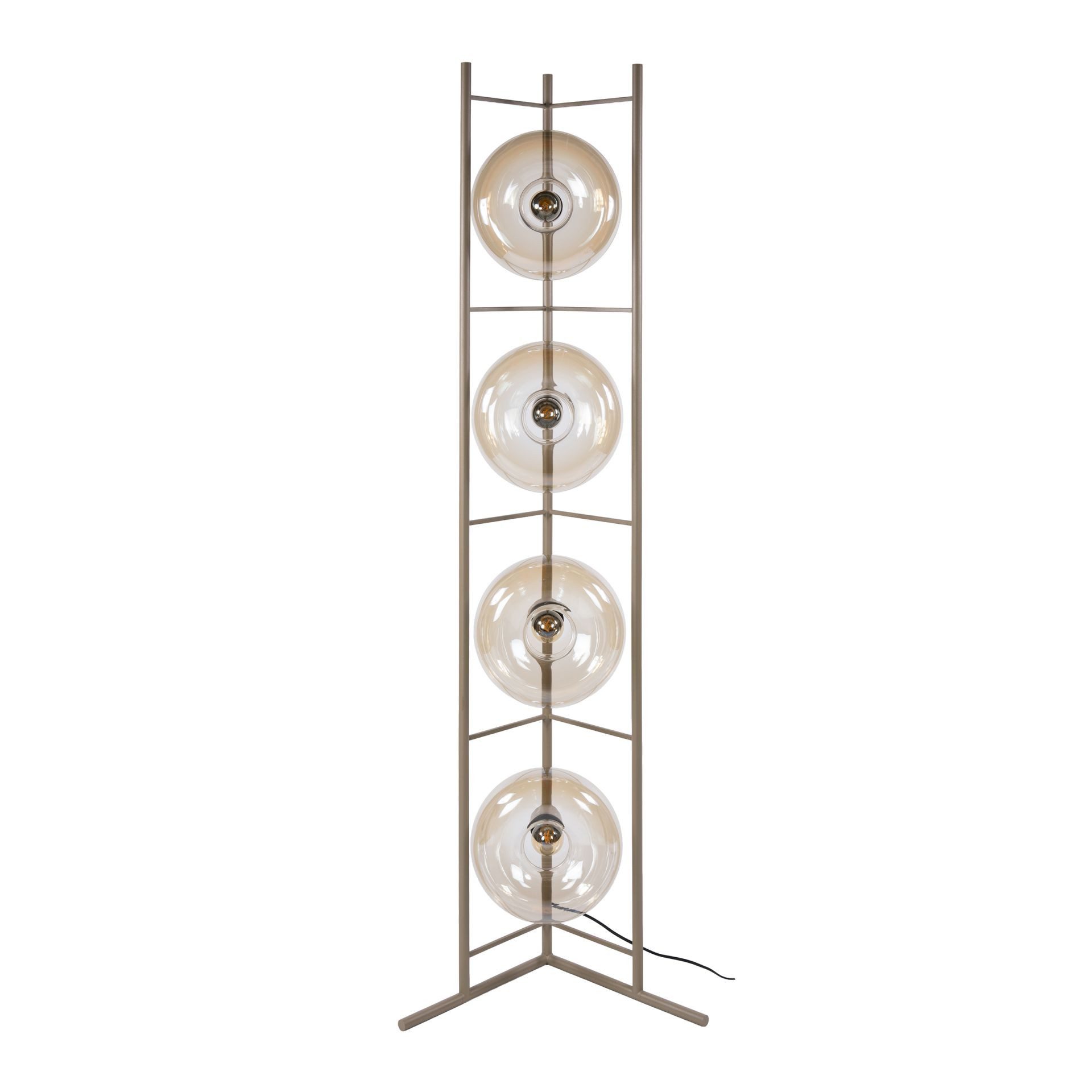 Vintagehaus Stehlampe Retro Stehleuchte El Sol Beige / Braun Metall Glas