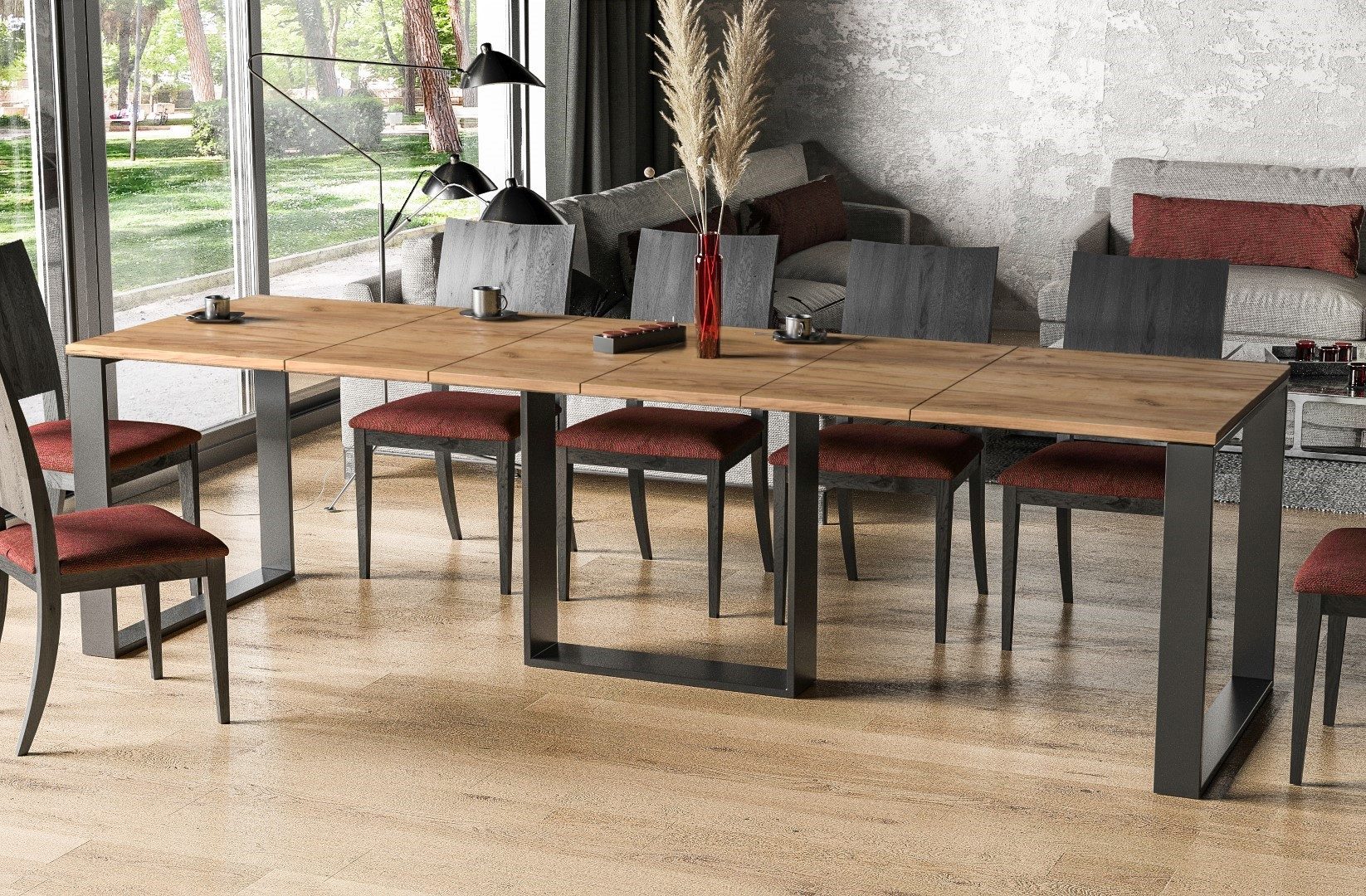 Endo-Moebel Kulissen-Esstisch "Borys 290" 130cm-290cm Kufengestell günstig online kaufen