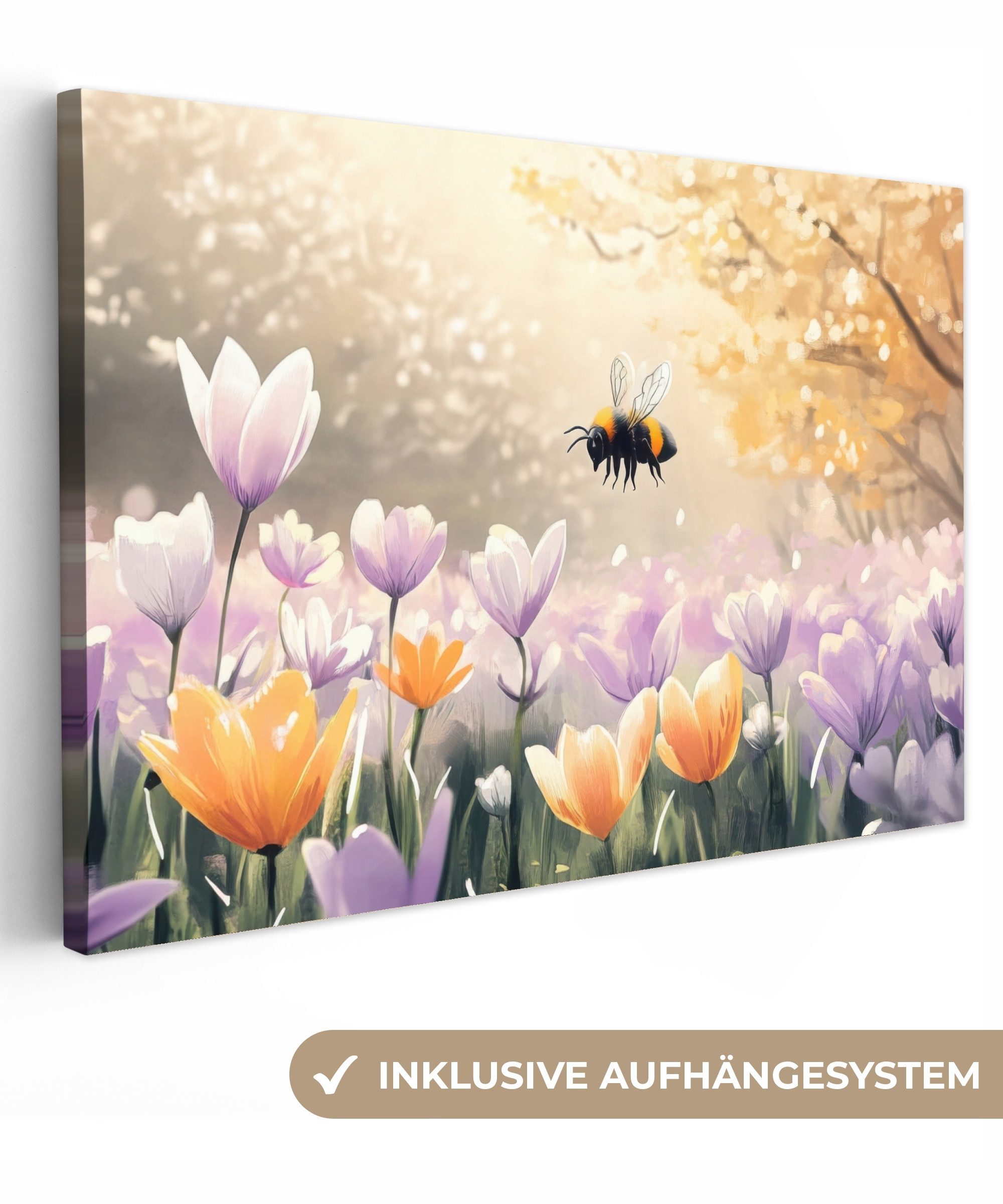 OneMillionCanvasses® Leinwandbild Veilchen - Biene - günstig online kaufen