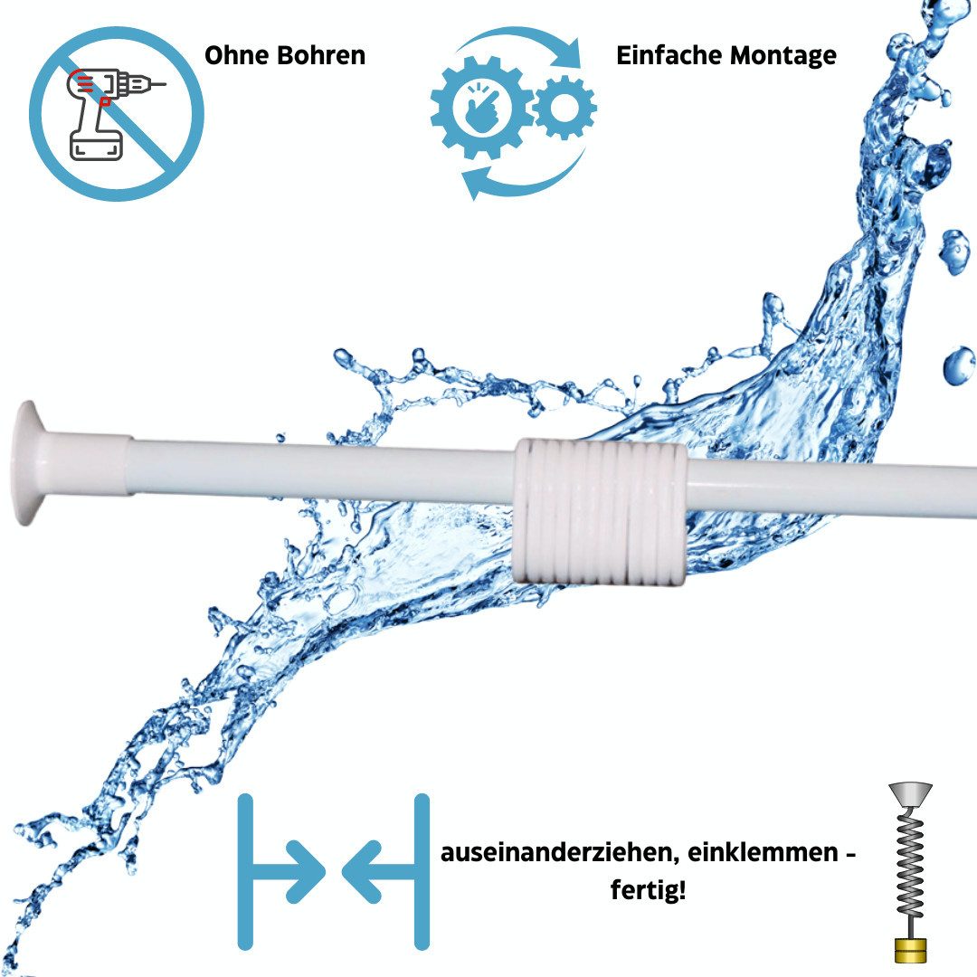 Ekershop Duschvorhangstange Weiß Duschstange 150 - 270 cm Teleskopstange Kl günstig online kaufen