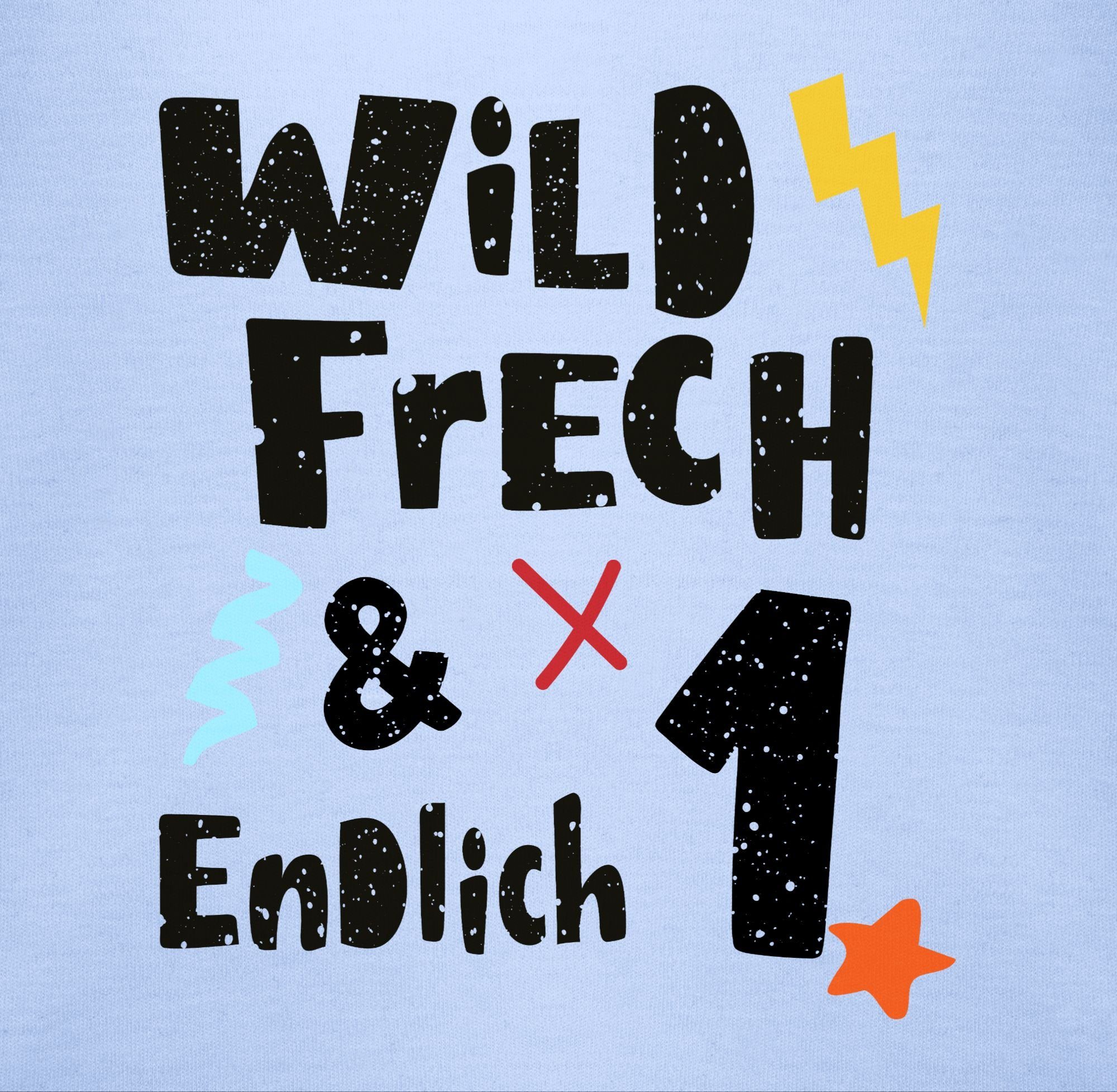 Wunderbar Wild 1 und Shirtracer 1 T-Shirt endlich Geburtstag 1. Babyblau - Jahr ein frech
