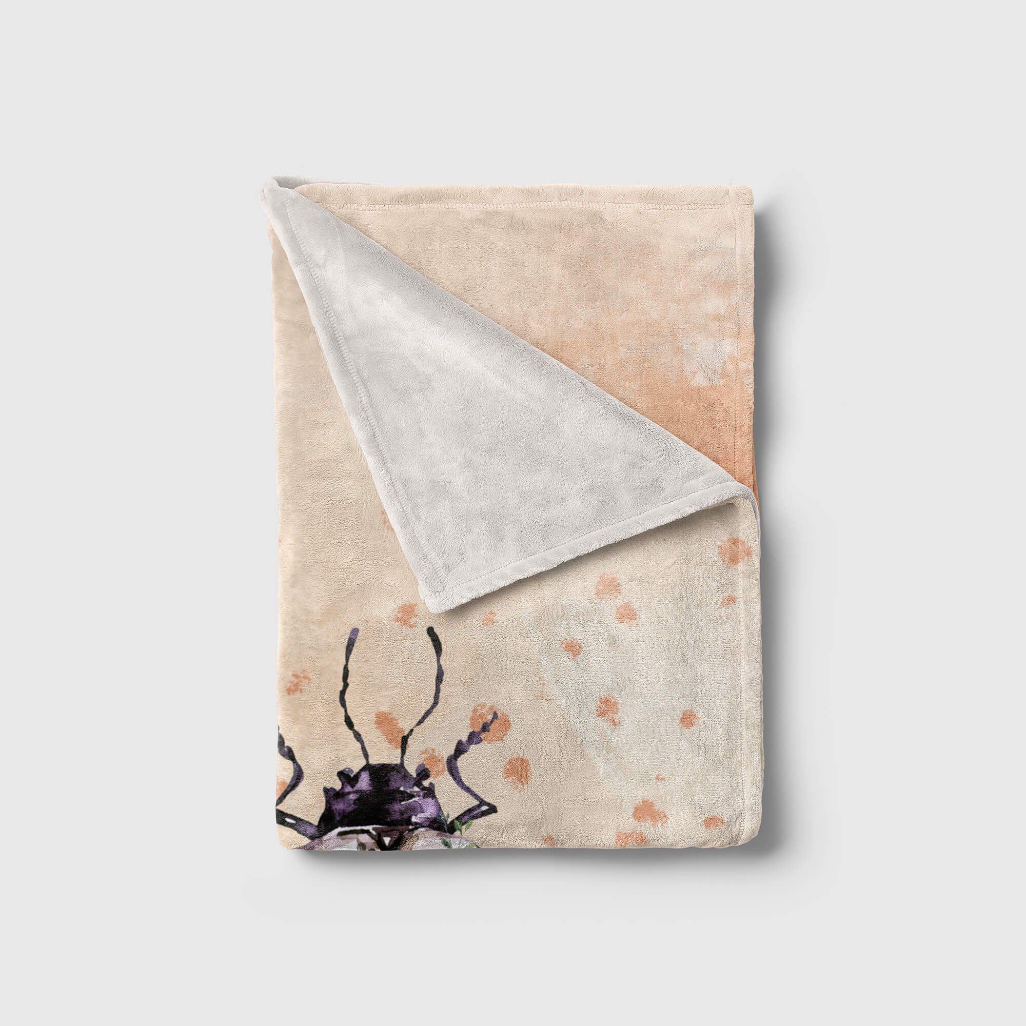 Sinus Art Handtücher Handtuch Motiv, Baumwolle-Polyester-Mix Käfer Kuscheldecke Kunstvoll Handtuch (1-St), Strandhandtuch Saunatuch Blumen