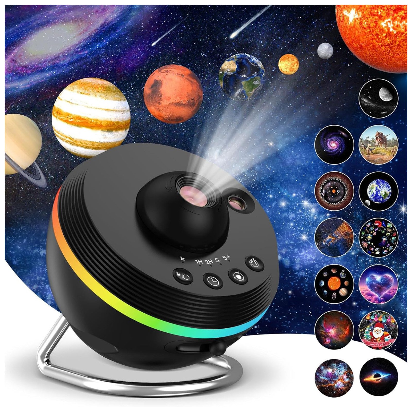 BlingBin LED-Sternenhimmel Projektor, 13-in-1 Planet Galaxy Projector mit 6 Farbe Nachtlicht, Meteor Star Projektor Galaxy Light mit buntem Nachtlicht & Timing, LED fest integriert, Farbwechsler, Home Planetarium Projektor für Entspannung, Studium, Meditation