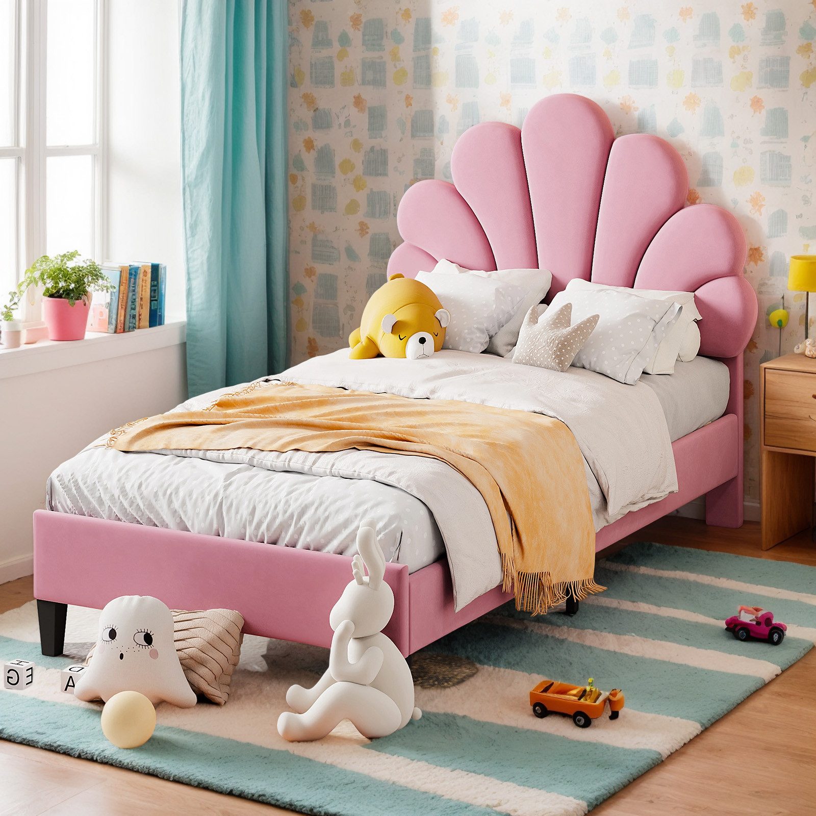 REDOM Einzelbett 90 x 200 cm Kinderbett Gästebett Polsterbett (mit Kopfteil günstig online kaufen