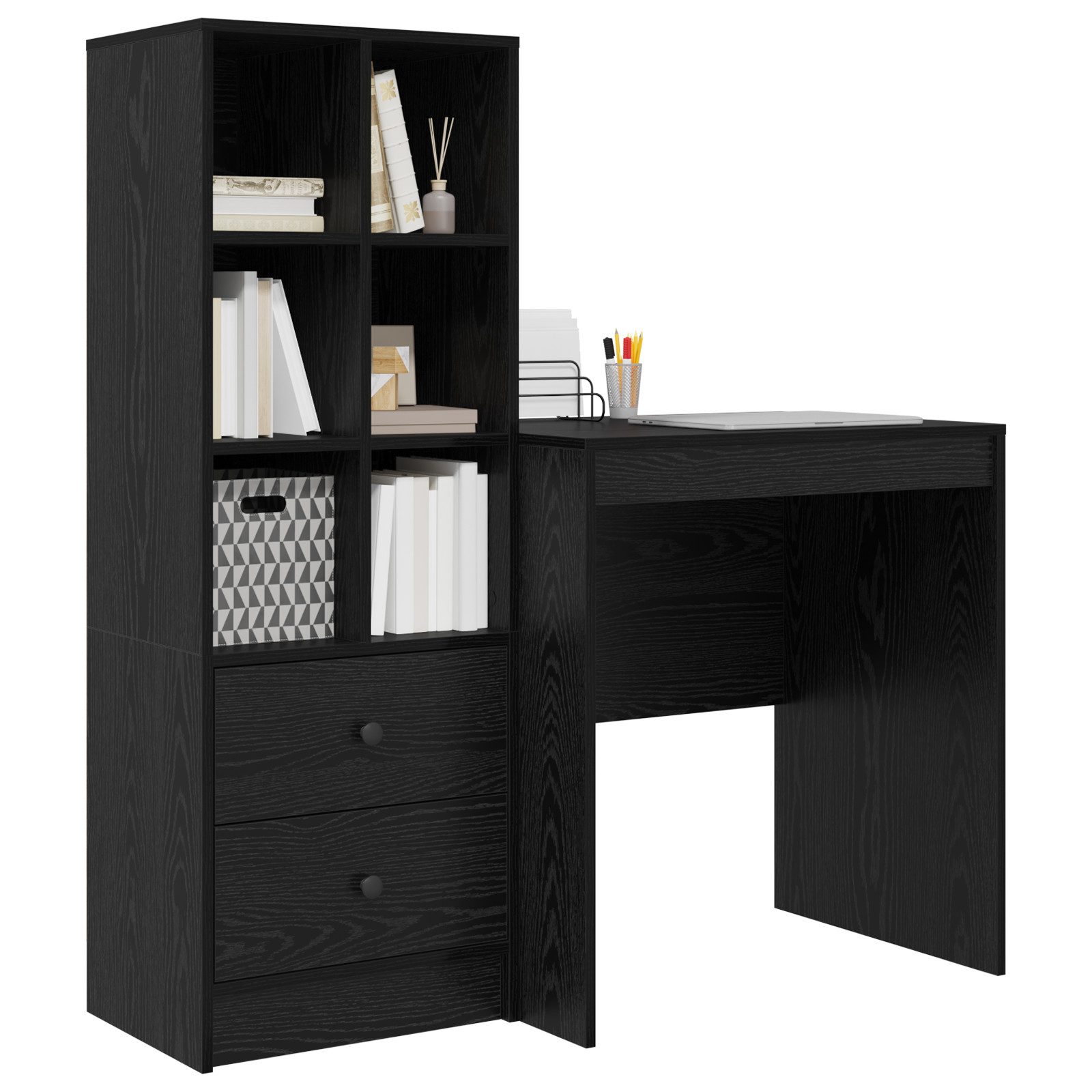 vidaXL Sideboard Schreibtisch mit Stauraum Schwarzes günstig online kaufen