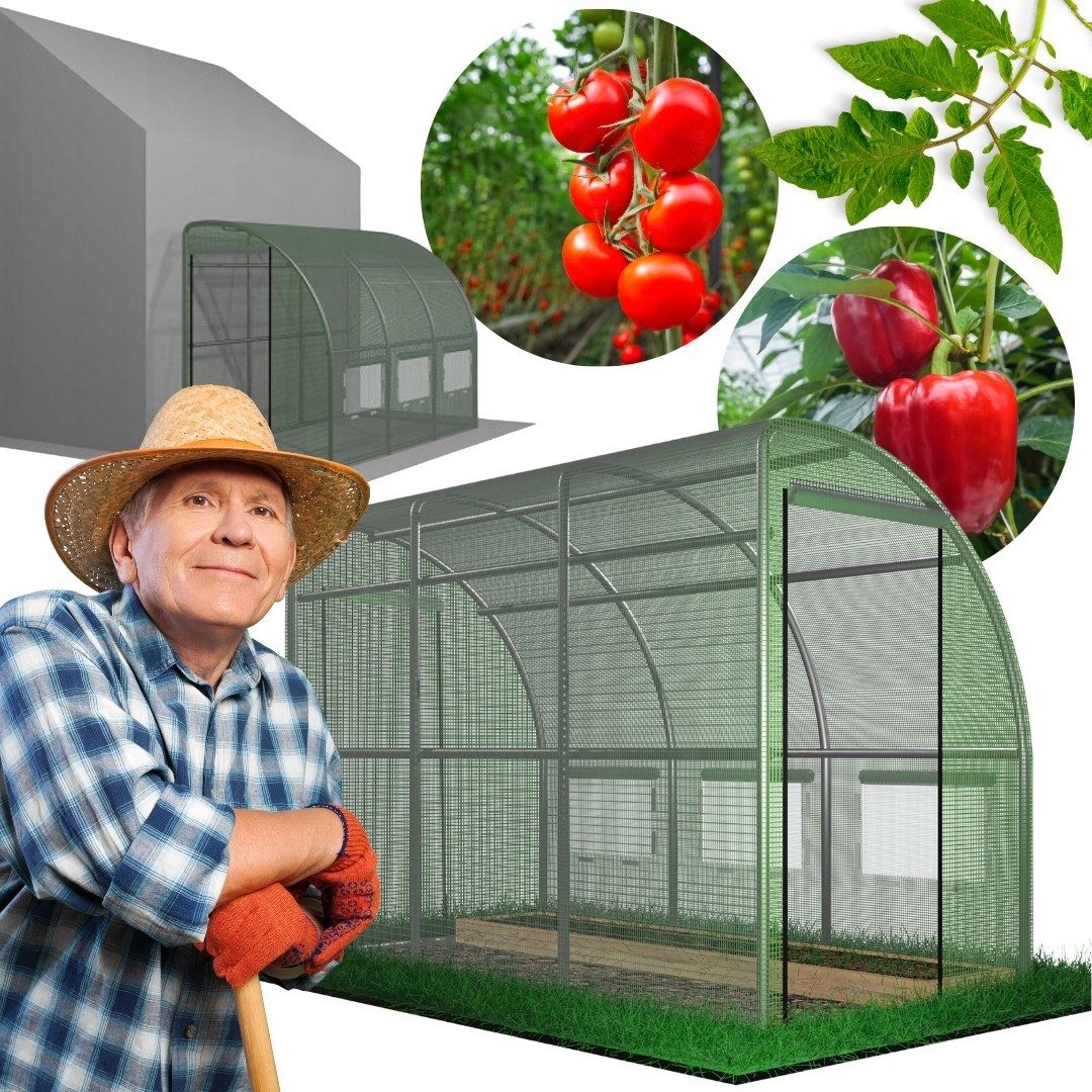 Sarcia.eu Anlehngewächshaus Grüner Garten Folientunnel 3 Segmente, Wandgewächshaus 3x1,5x2m