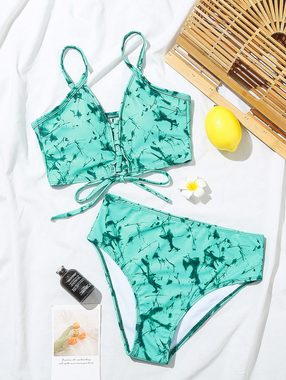FIDDY Bandeau-Bikini Neuer sexy einteiliger Bikini-Badeanzug mit Tintenmuster