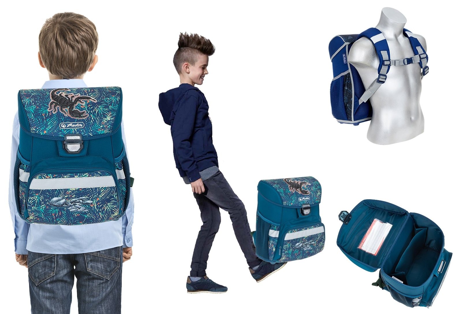 Herlitz Schulranzen Loop Plus Extra Jungen Mädchen leicht Schule (Set, Ranzen Mäppchen Füllung Faulenzer Beutel Flasche Farbkasten Anhänger), Schulmappe Schultasche Tornister 1. Klasse Grundschule 8 Teile efk v