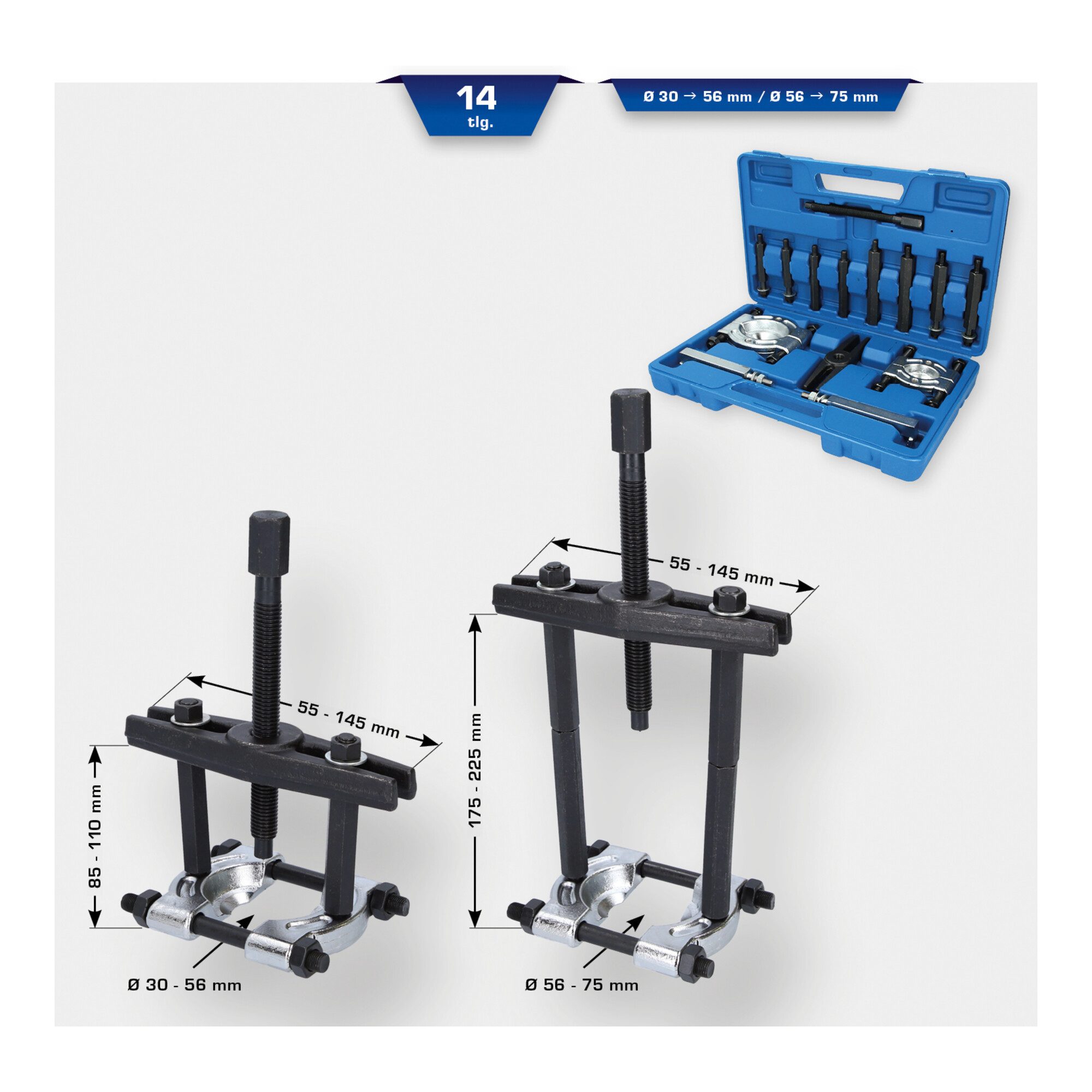 Brilliant Tools Radnabenabzieher Brilliant Tools Abzieher-Satz für Kugellager mit Trennmesser, 10-tlg