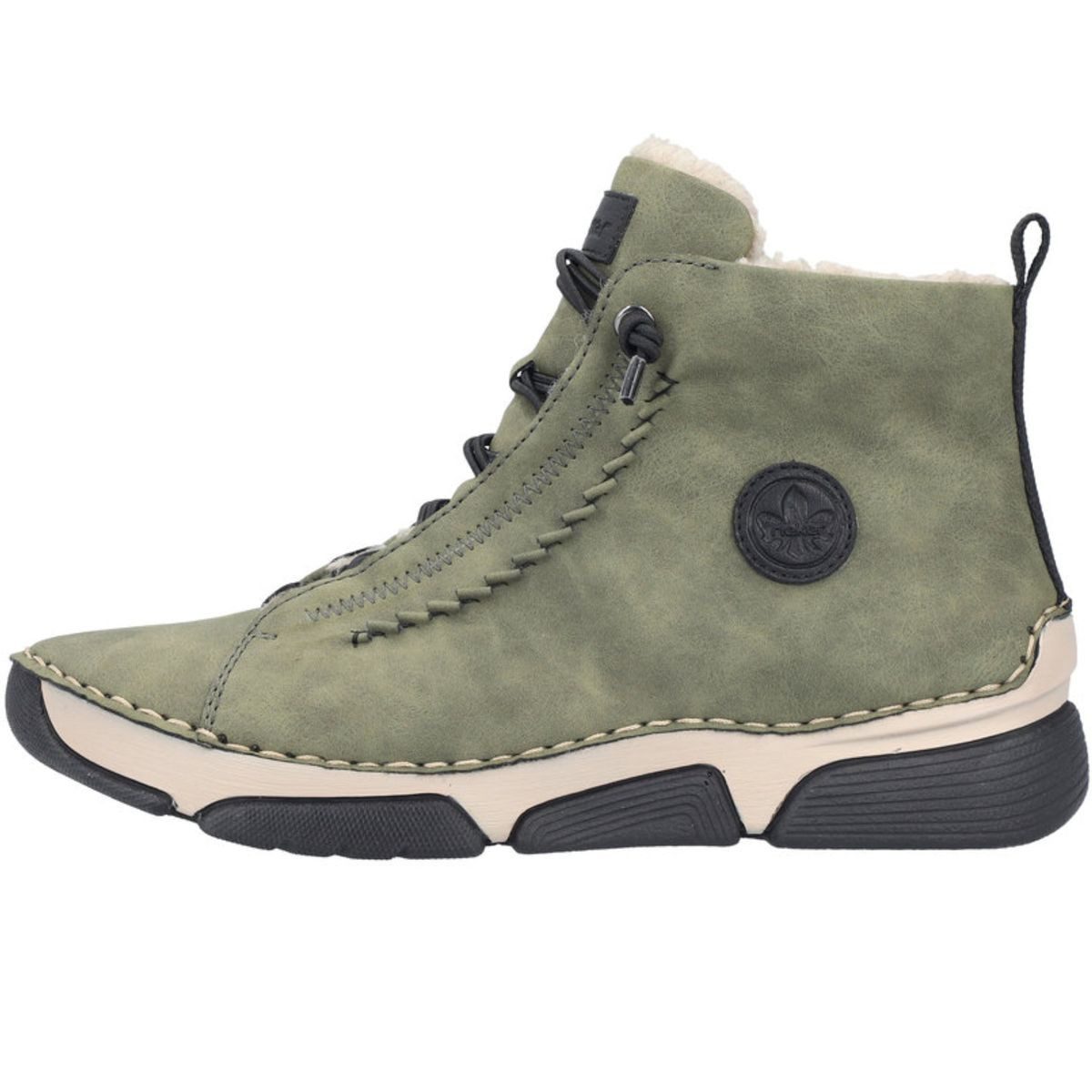 Rieker 45912-54 Stiefelette Schnürboot mit warmem Kunstfell und Reißverschluss