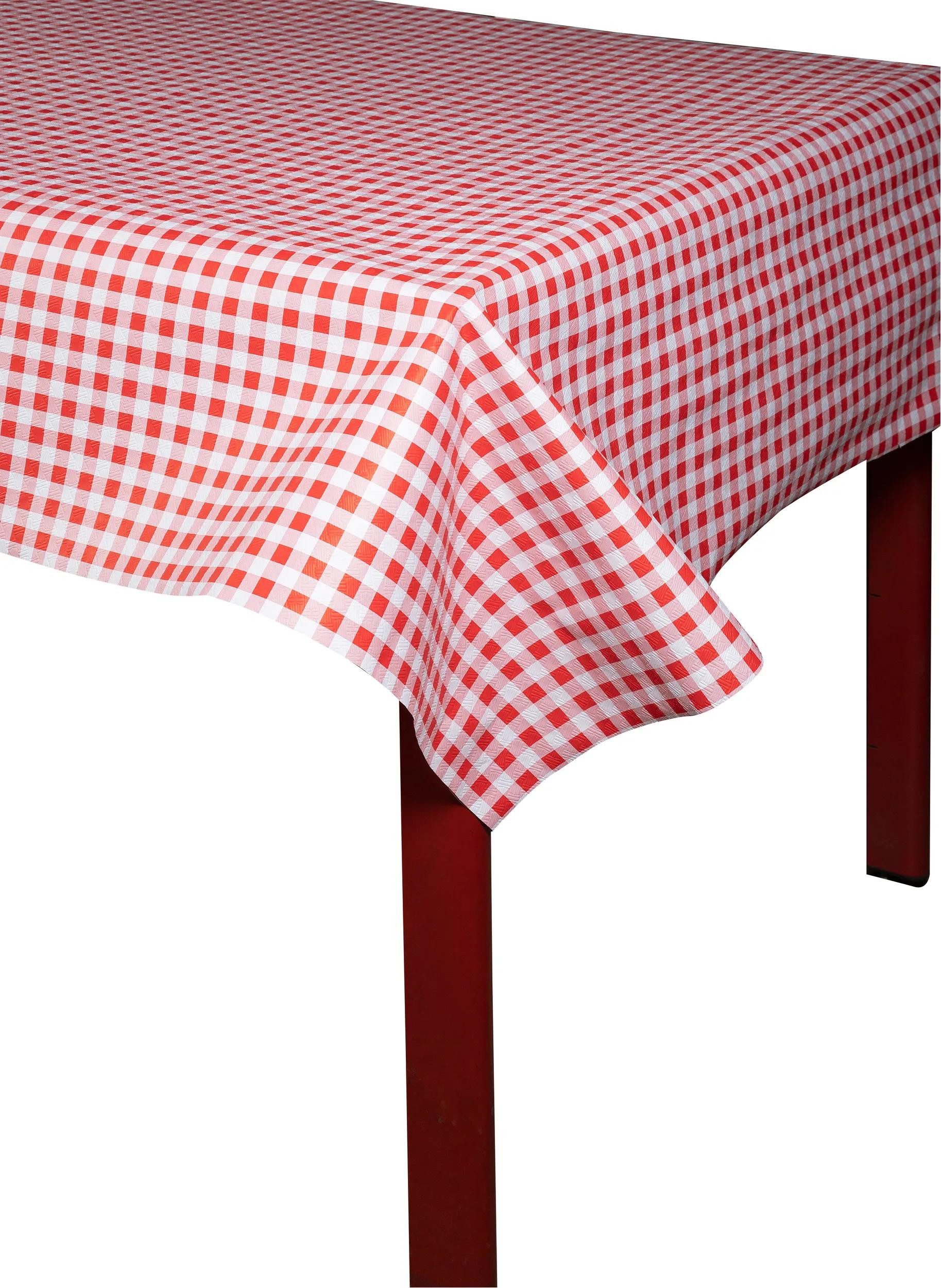 PROnappe Tischband 9x Tischdecke Rolle, Papier, Leineneffekt 1,18x20m Vichy Rot R802070I
