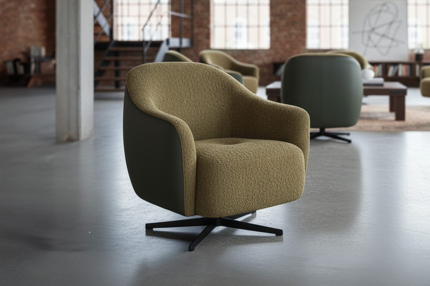 KAWOLA Drehsessel BRITTO Bequemer Bouclé Sessel – Drehbar, Bouclé vorn, Kun günstig online kaufen