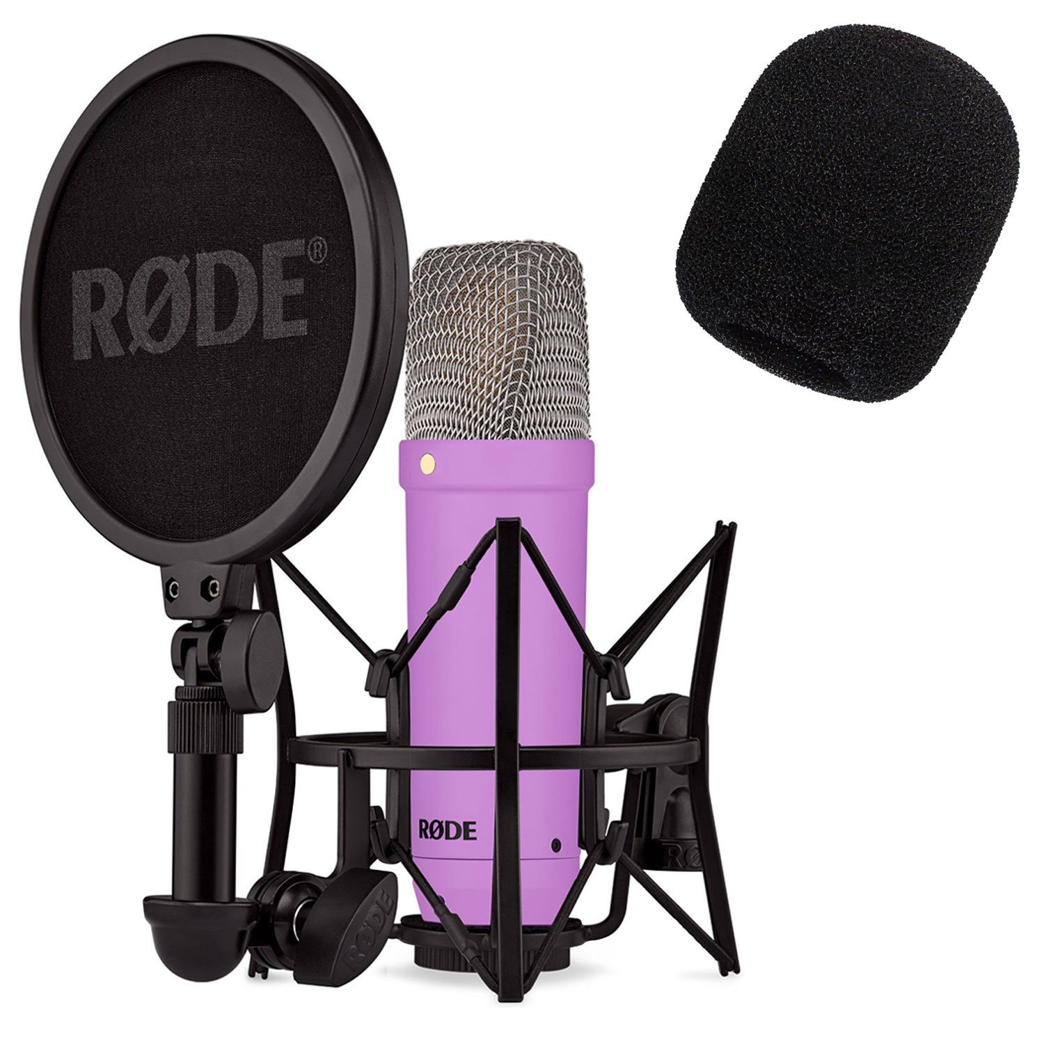 RØDE Mikrofon NT1 Signature Purple (Studio-Mikrofon Lila), mit Popschutz