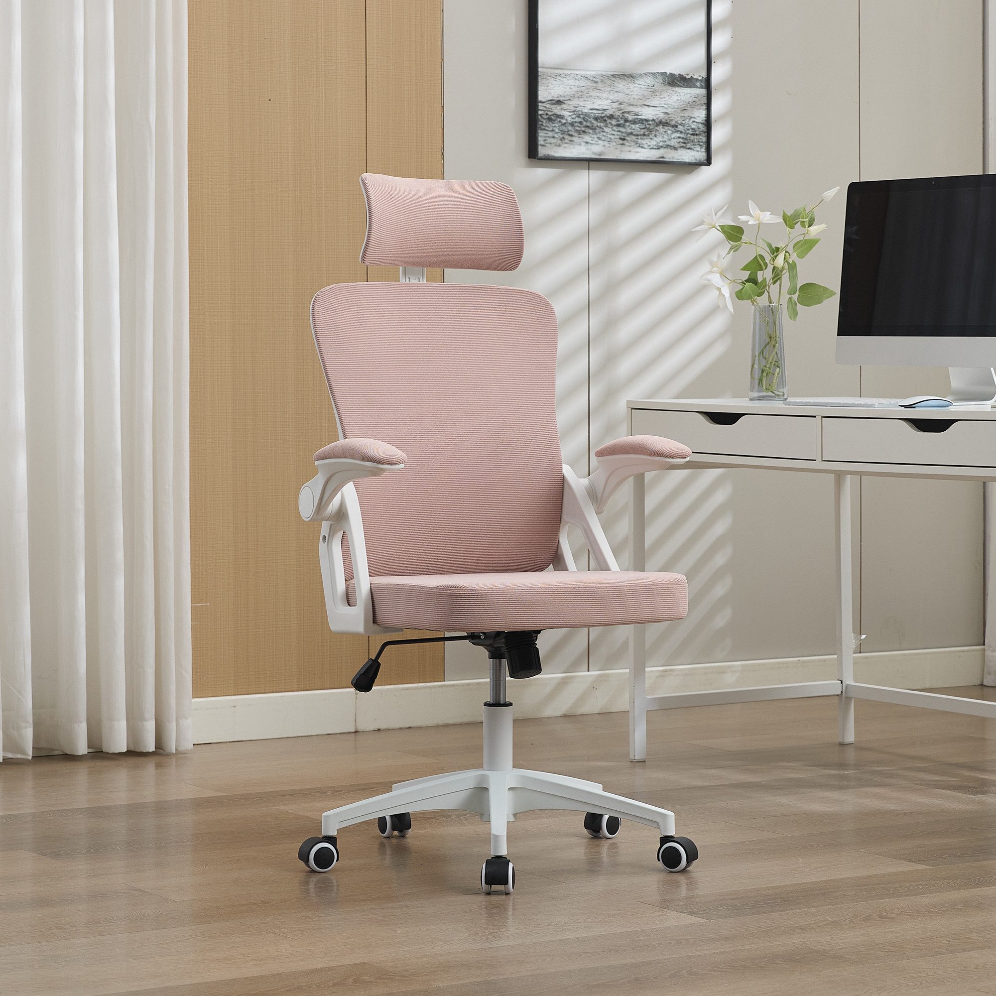 FANNOU Bürostuhl Ergonomischer mit verstellbarer Lendenstütze und Kopfstütze, Hochlehner-Exekutivschreibtischstuhl für Zuhause/Büro