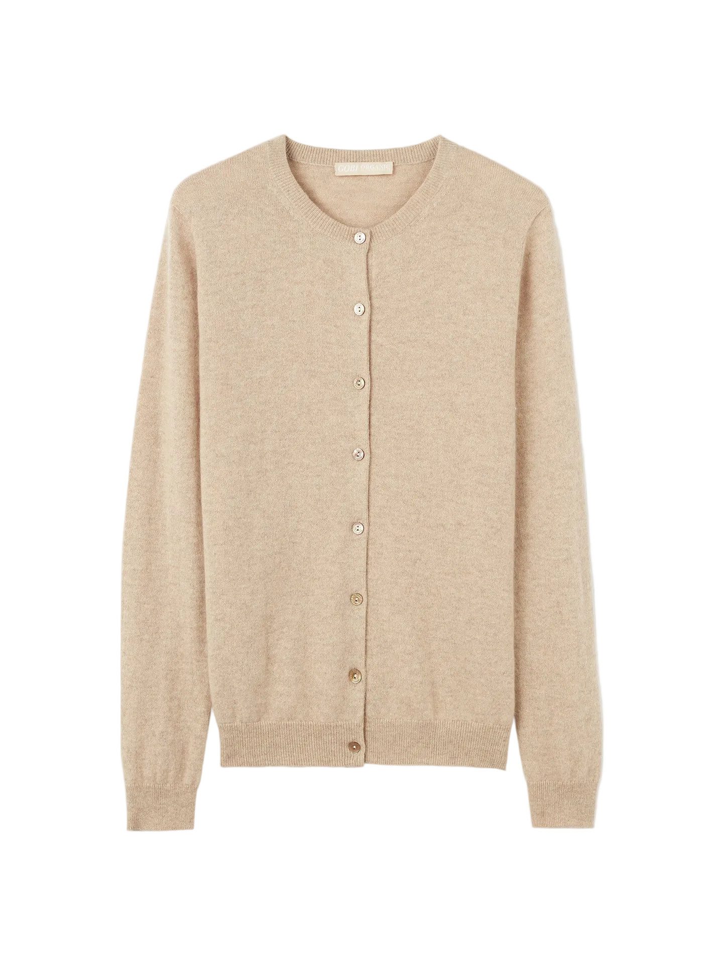 GOBI Cashmere Cardigan Naturfarbe Basic B-Ausschnitt Kaschmirstrickjacke