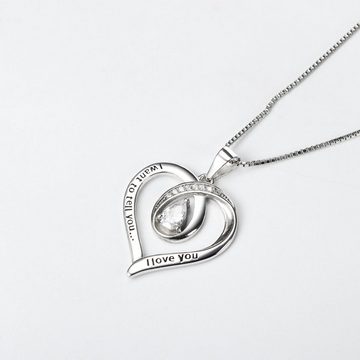 Schmuck-Elfe Kette mit Anhänger Herz "I want to tell you... I Love You", 925 Sterling Silber