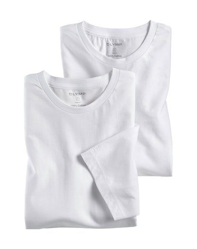 2er) fit T-Shirt 2-tlg., weiß OLYMP (Packung, Regular
