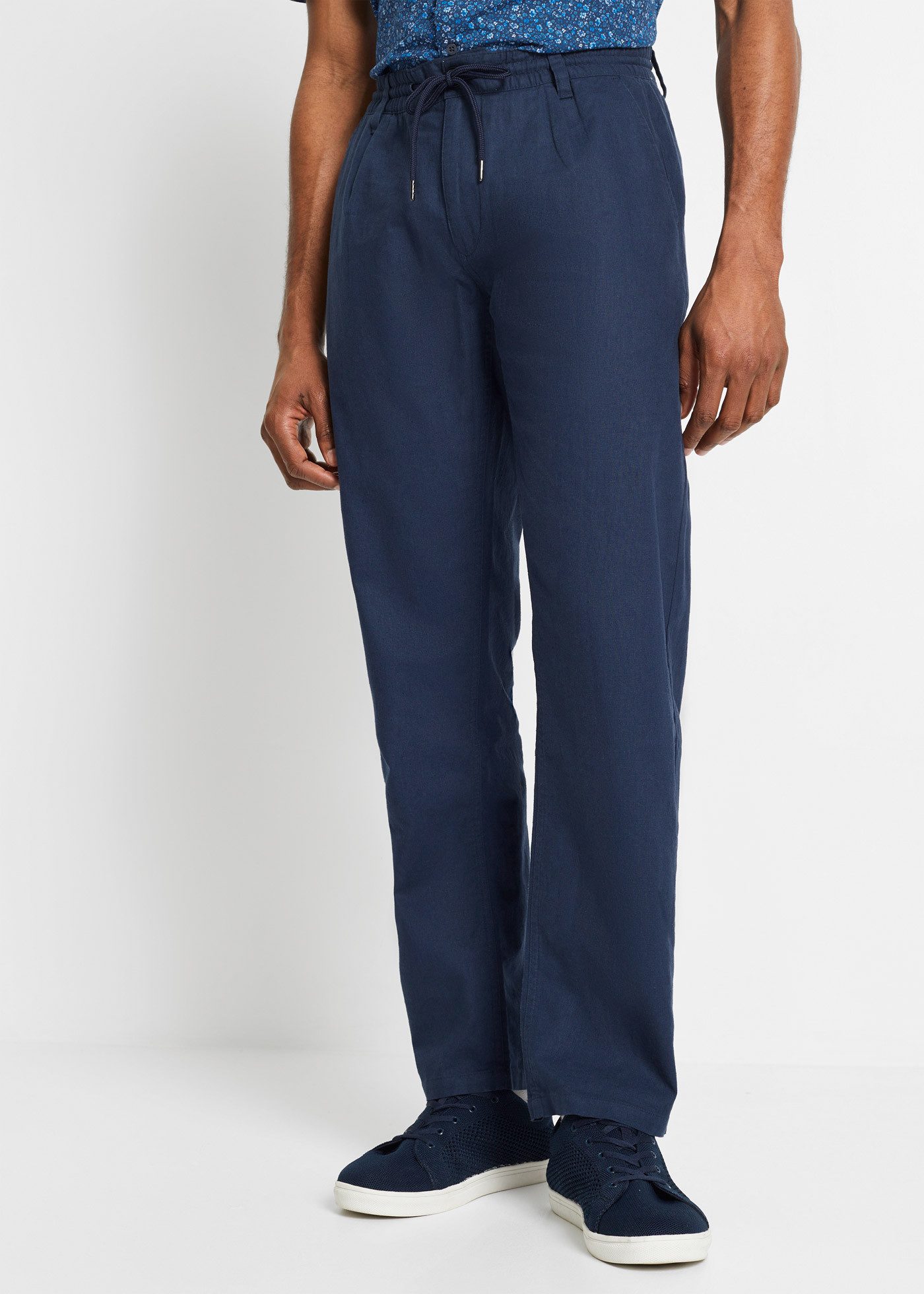 bonprix Chinohose aus Leinen, mit Bändchen zur Weitenanpassung, relaxed fit günstig online kaufen