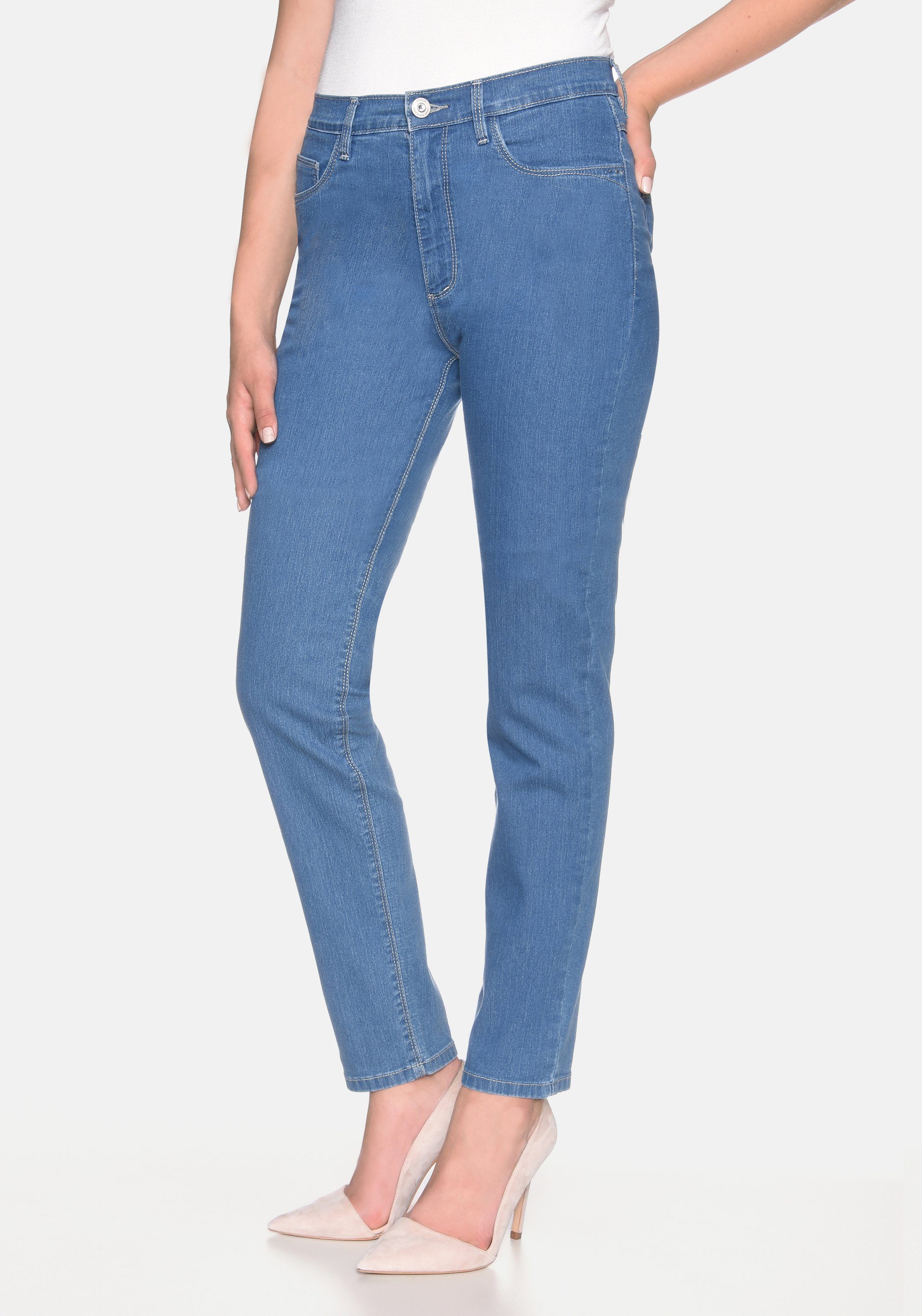 STOOKER WOMEN 5-Pocket-Jeans Nizza Denim Tapered Fit light blue used