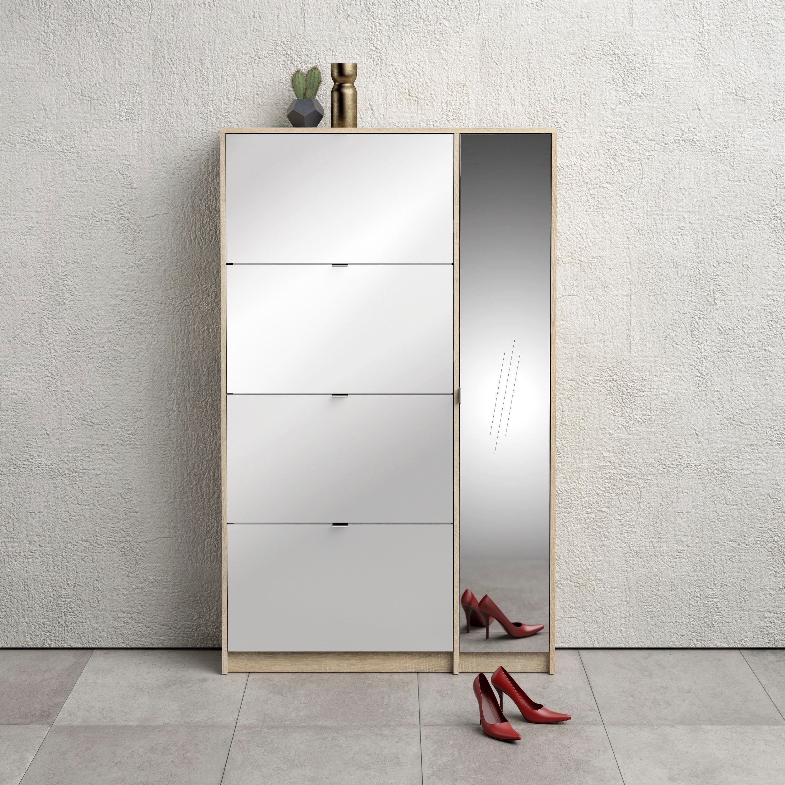 INOSIGN Schuhschrank Shoes Schuhaufbewahrung, Schuhkommode, Schuhregal, mit 3 Klappen, 2 Böden und 1 Tür, Breite 98,8 cm Höhe 162 cm
