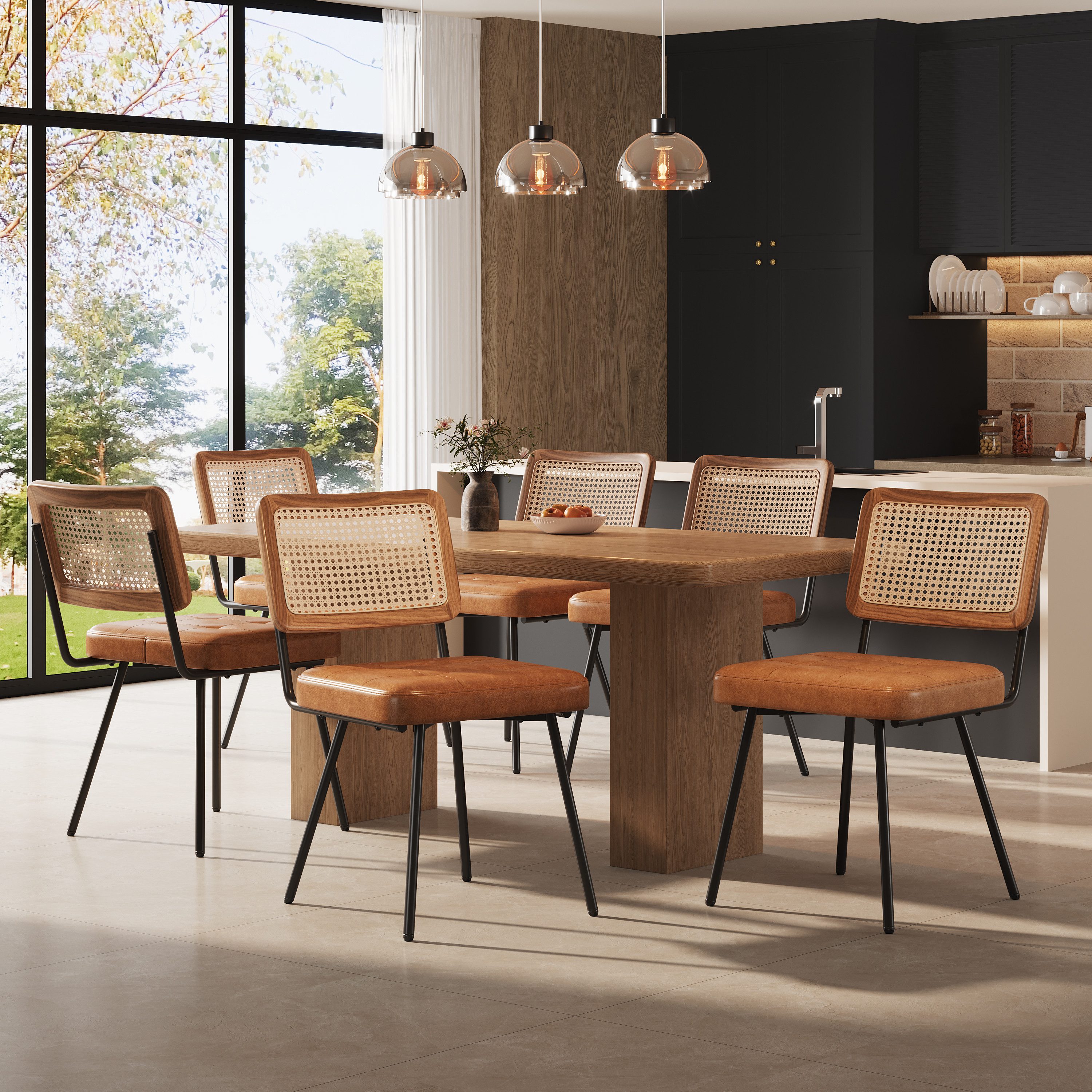 MODFU Esszimmerstuhl Retro-Stuhl,Rattan-Loungesessel (Esszimmerstuhl Set au günstig online kaufen