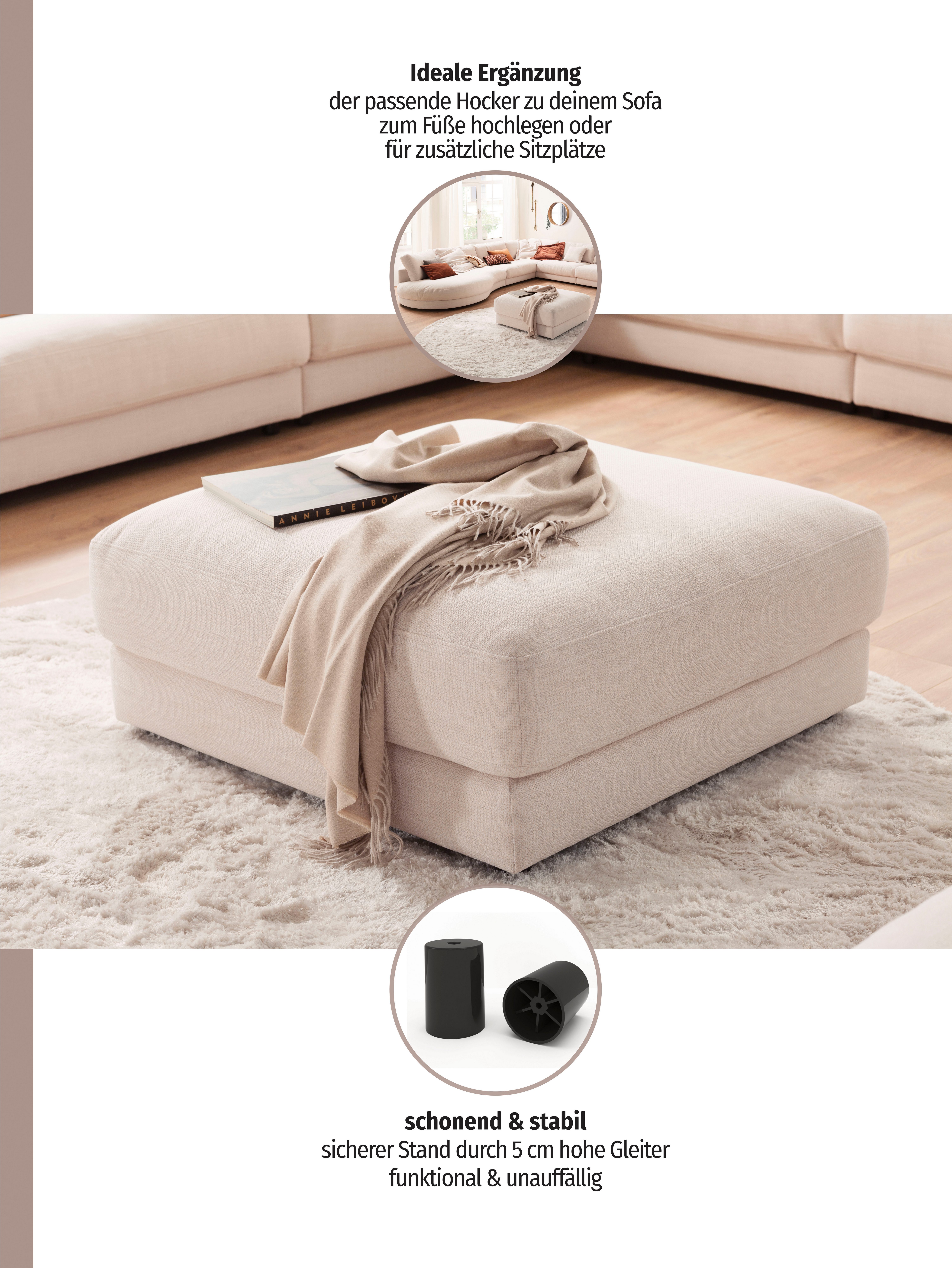 3C Candy Polsterhocker Enisa II, passend zur Serie "Enisa II", wahlweise mit Flecken-Schutz-Bezug