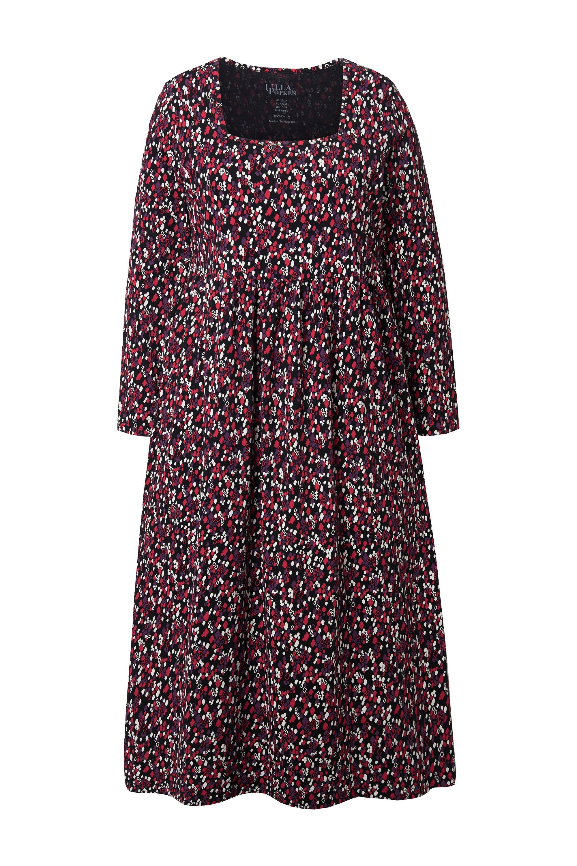 Ulla Popken Maxikleid Maxikleid A-Linie Carré-Ausschnitt Langarm günstig online kaufen