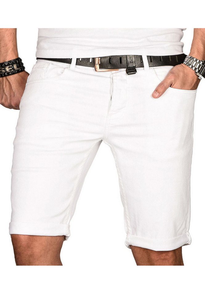 Alessandro Salvarini Shorts Herren Jeans – Used Look Stretch Denim Sommer Moderne Shorts mit Waschung und hohem Tragekomfort