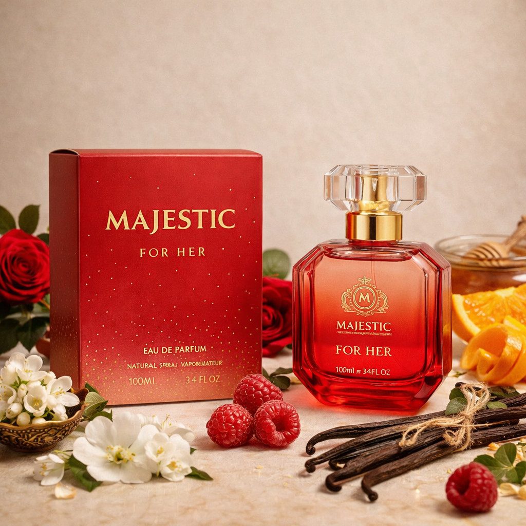 MAJESTIC LONDON Eau de Parfum Majestic for Her Damenduft, Blumig, Sanft, Feminin, e100 ml, Hergestellt in England, Luxuriöser Damenduft, Langanhaltend