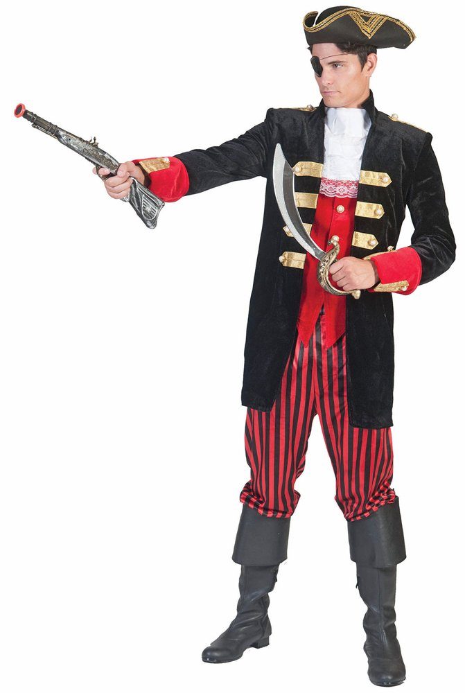 Funny Fashion Piraten-Kostüm Piraten Kostüm 'Joe' für Herren, Schwarz Rot mit